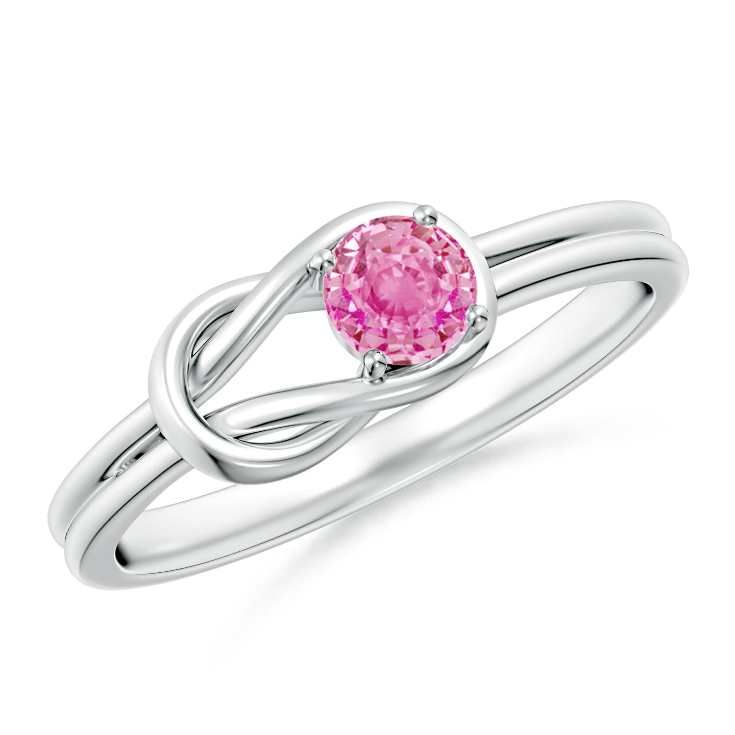 ANGARA Pink Sapphire Solitaire Infinity Knot Ring in Sterling Silver (4mm) - Picture 13 of 30