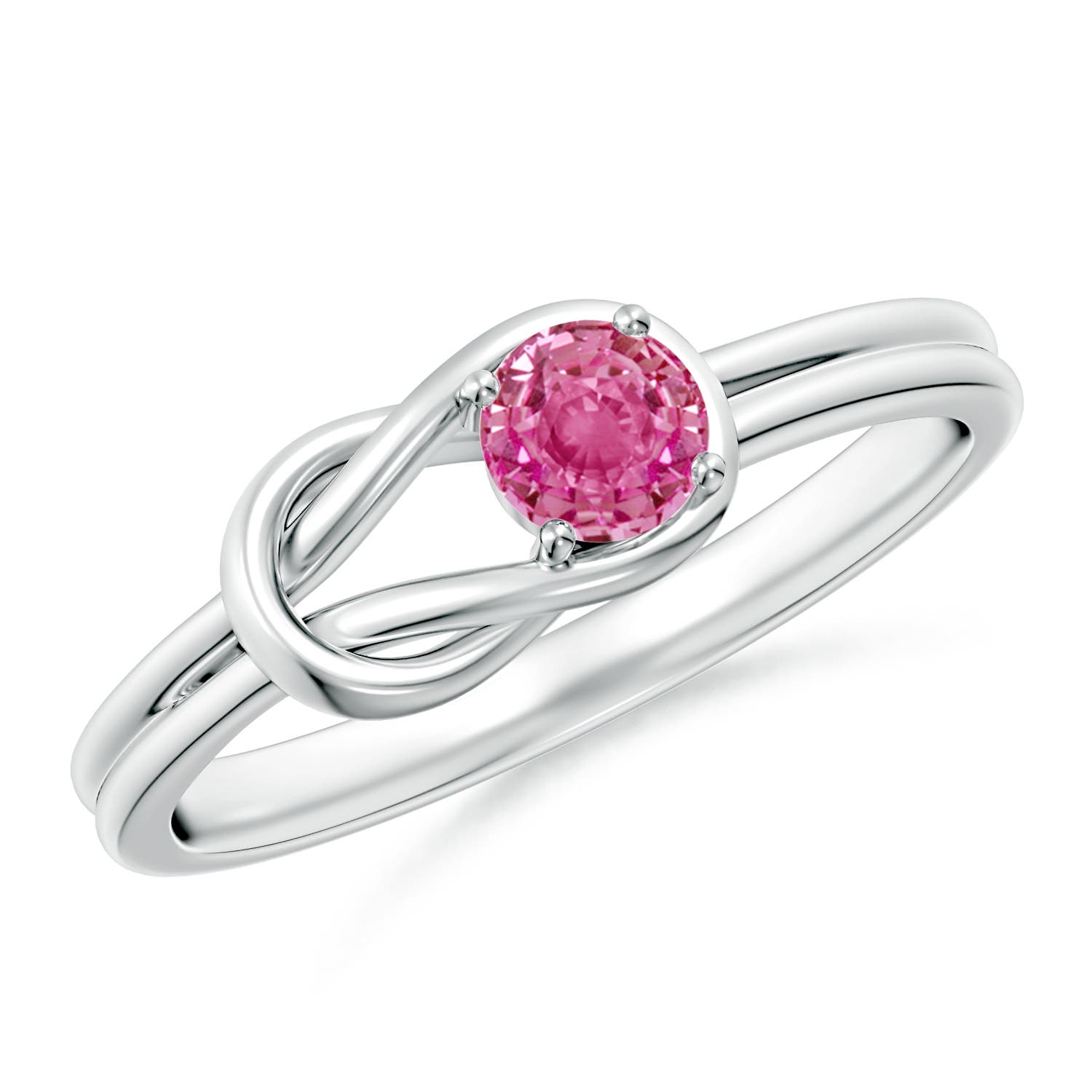 ANGARA Pink Sapphire Solitaire Infinity Knot Ring in Sterling Silver (4mm) - Picture 19 of 30