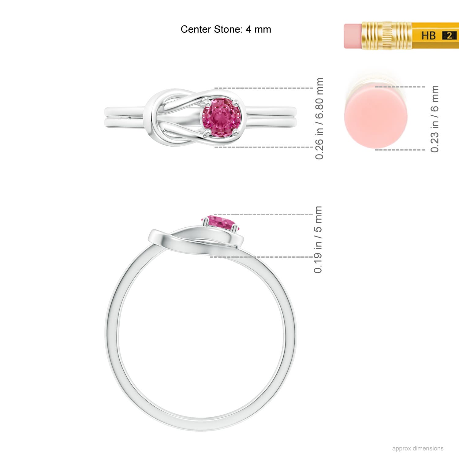 ANGARA Pink Sapphire Solitaire Infinity Knot Ring in Sterling Silver (4mm) - Picture 29 of 30