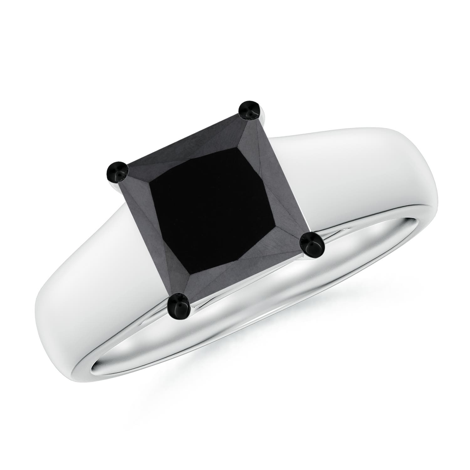 Princess-Cut Enhanced Black Diamond Solitaire Engagement Ring