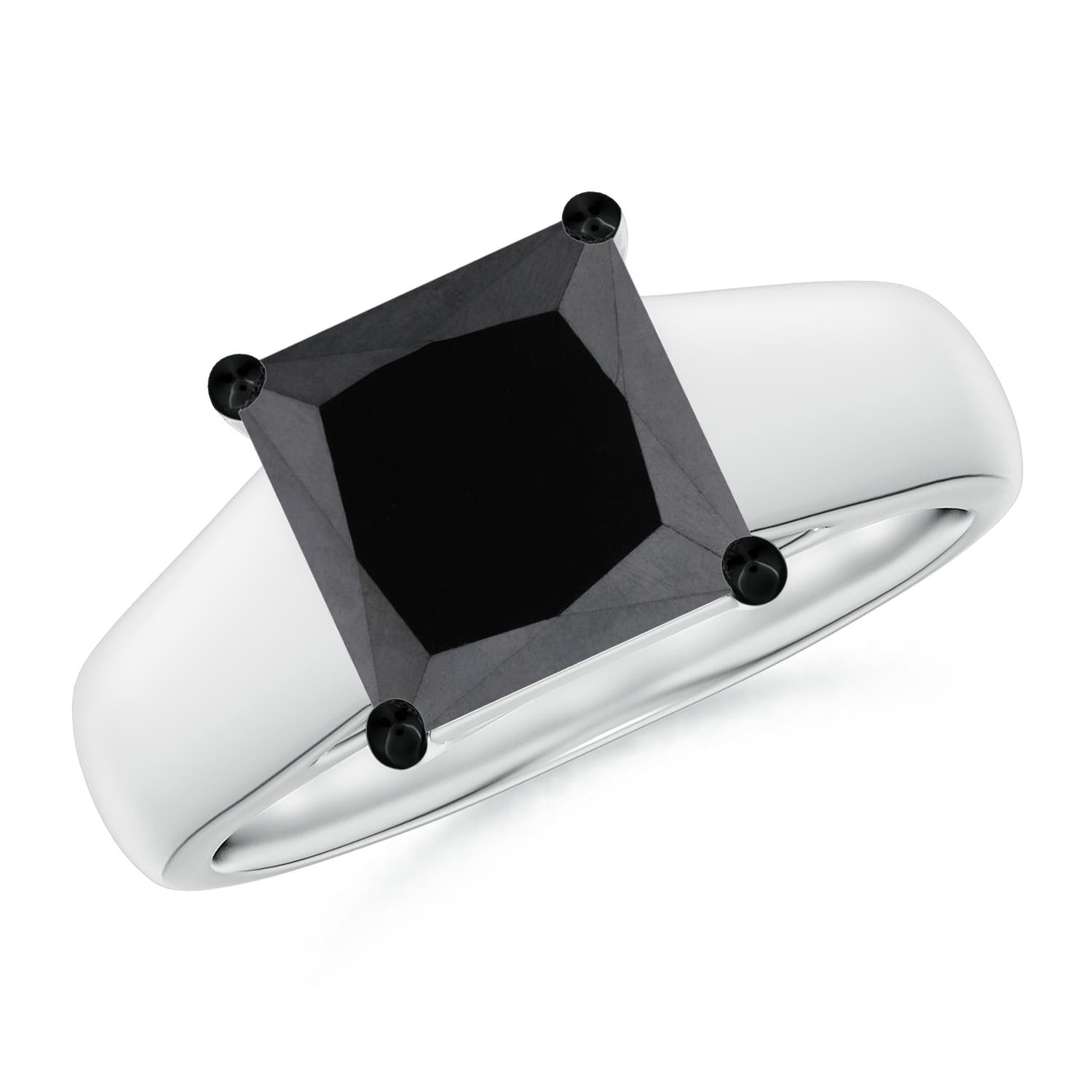 Princess-Cut Enhanced Black Diamond Solitaire Engagement Ring