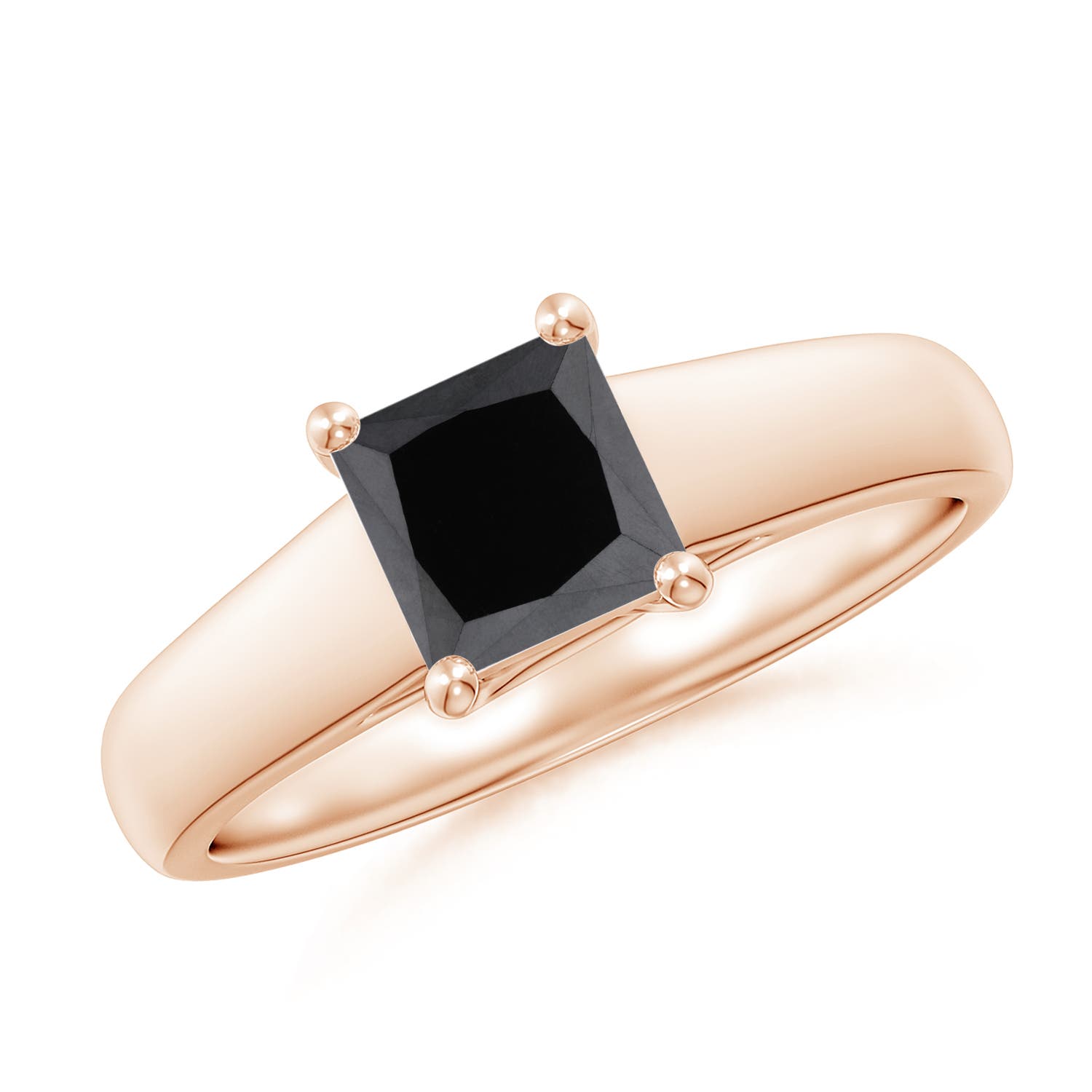 Princess-Cut Enhanced Black Diamond Solitaire Engagement Ring