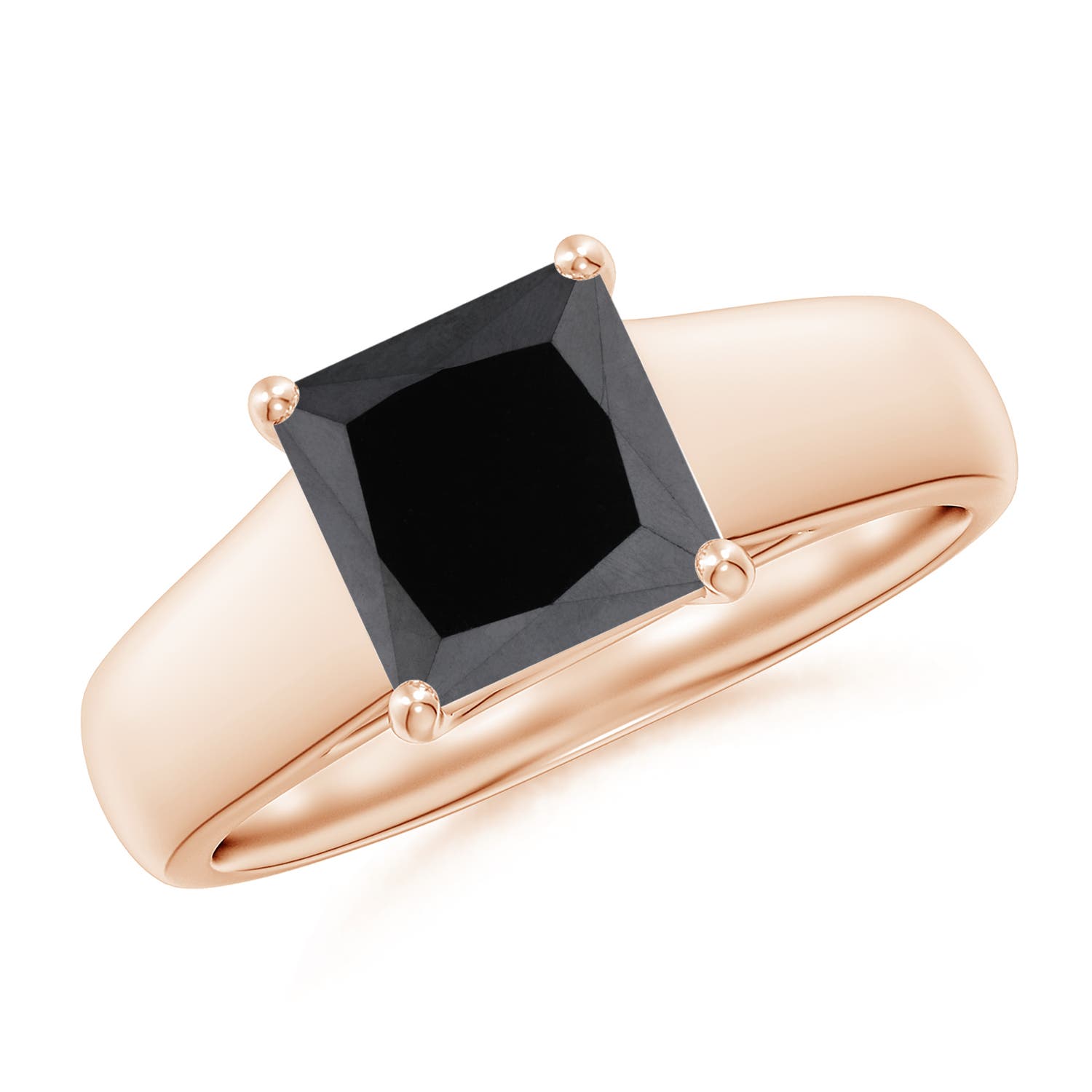 Princess-Cut Enhanced Black Diamond Solitaire Engagement Ring