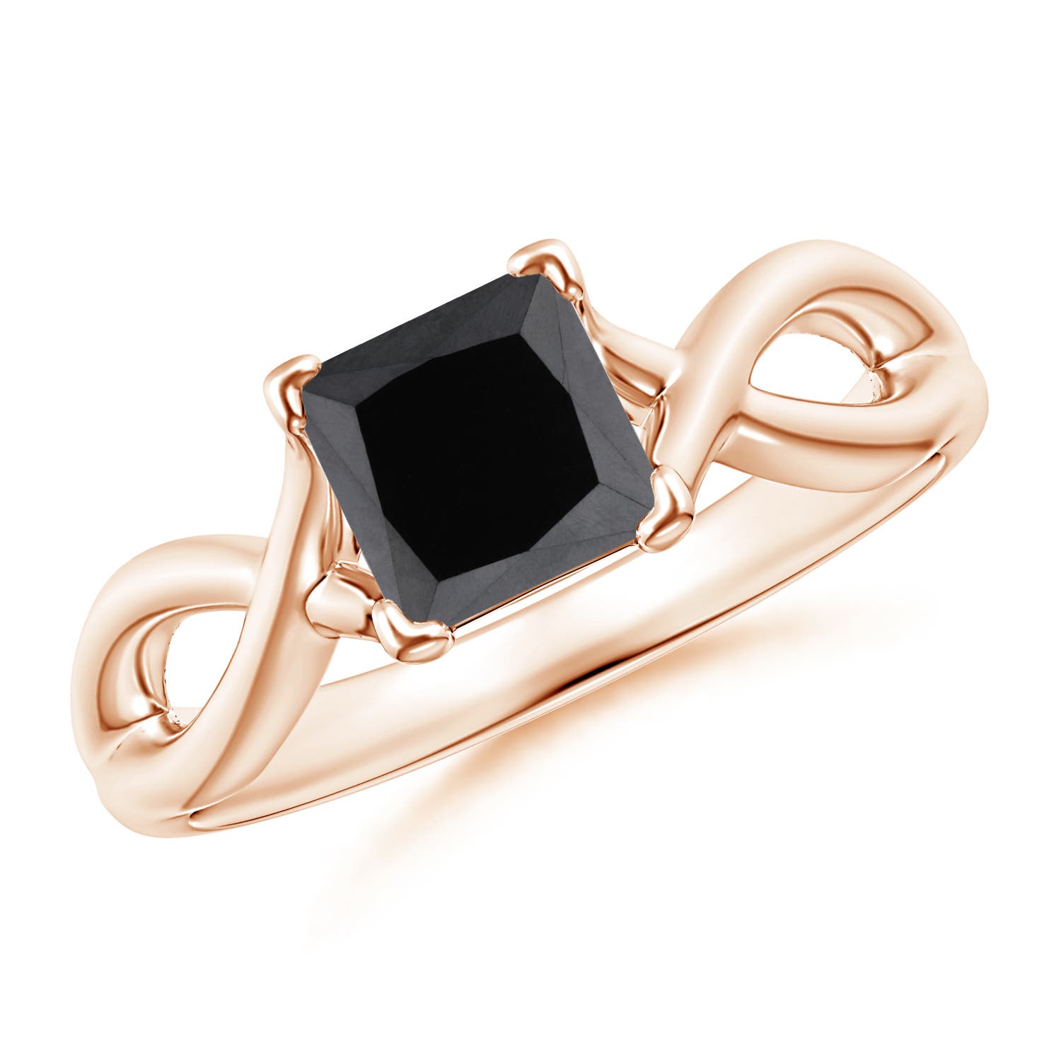 Princess-Cut Solitaire Enhanced Black Diamond Crossover Ring