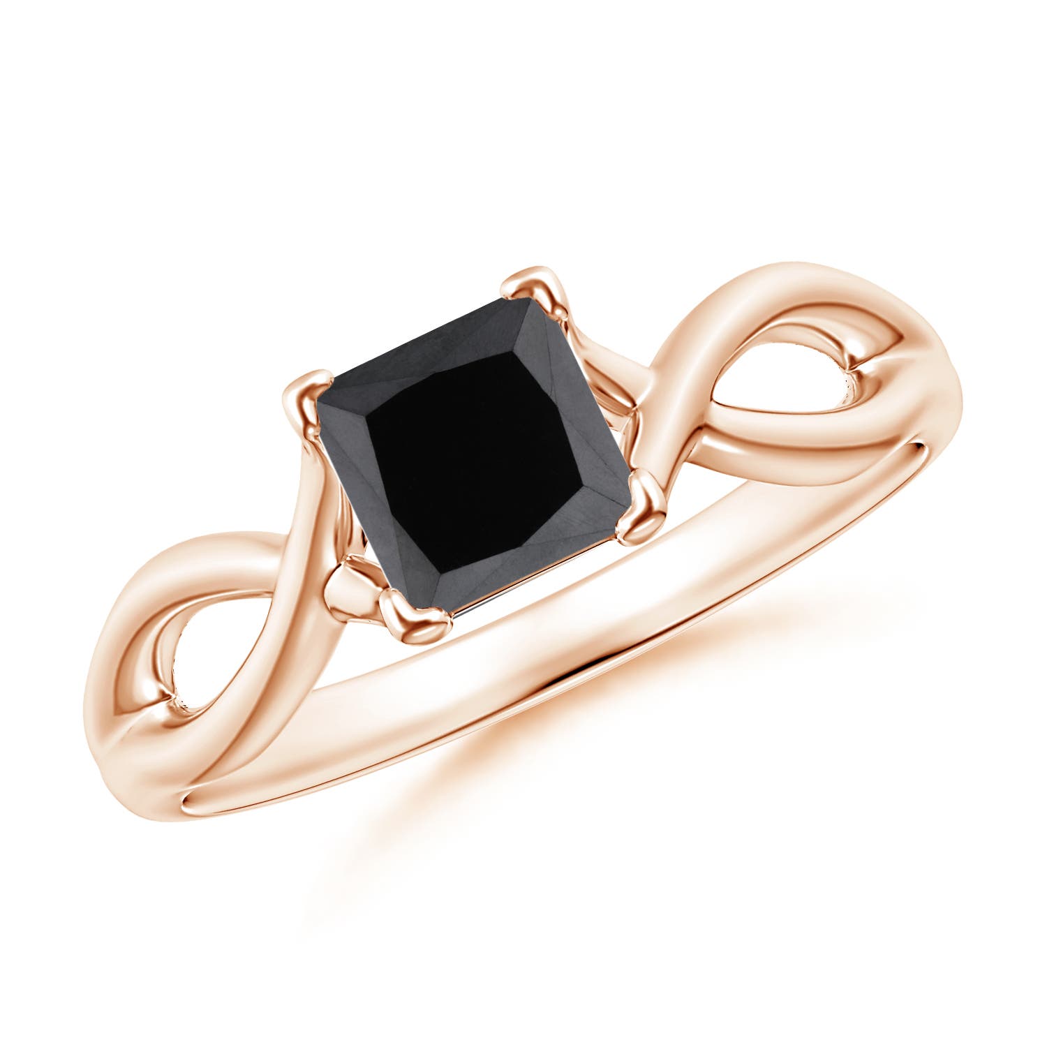 Princess-Cut Solitaire Enhanced Black Diamond Crossover Ring