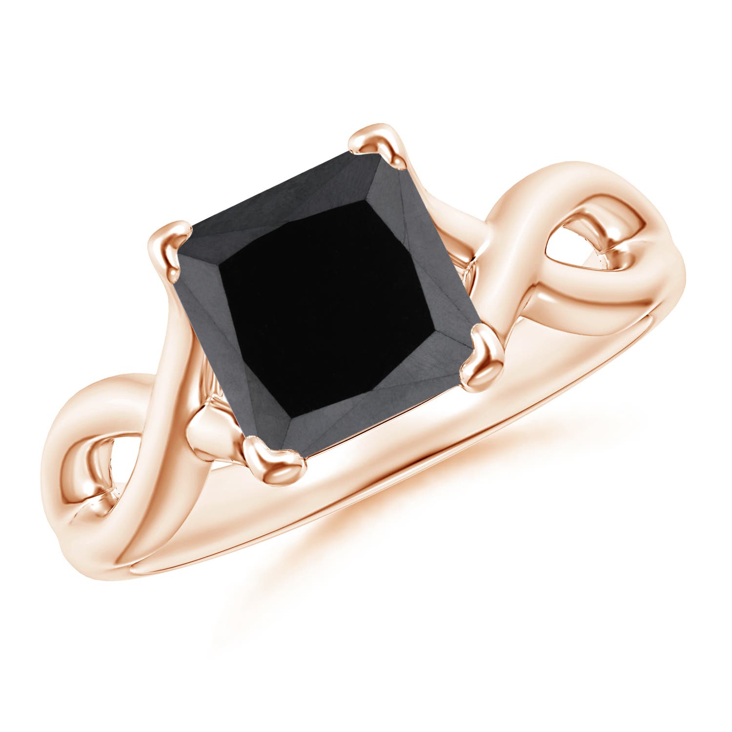 Princess-Cut Solitaire Enhanced Black Diamond Crossover Ring