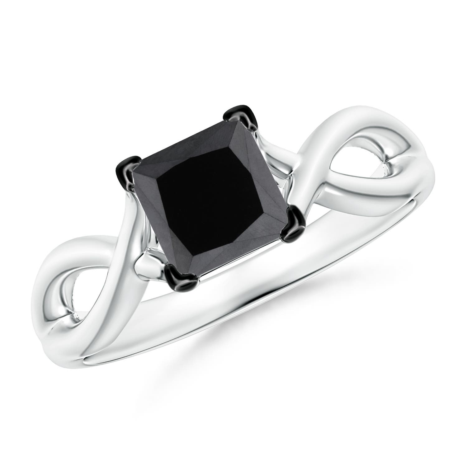Princess-Cut Solitaire Enhanced Black Diamond Crossover Ring