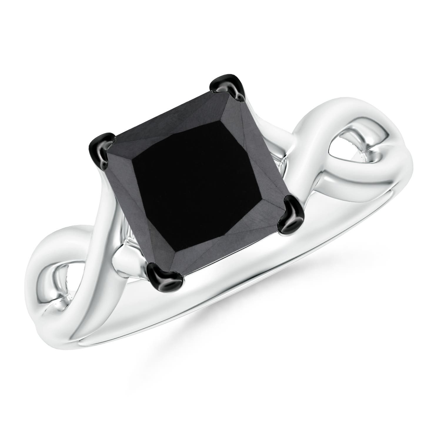 Princess-Cut Solitaire Enhanced Black Diamond Crossover Ring