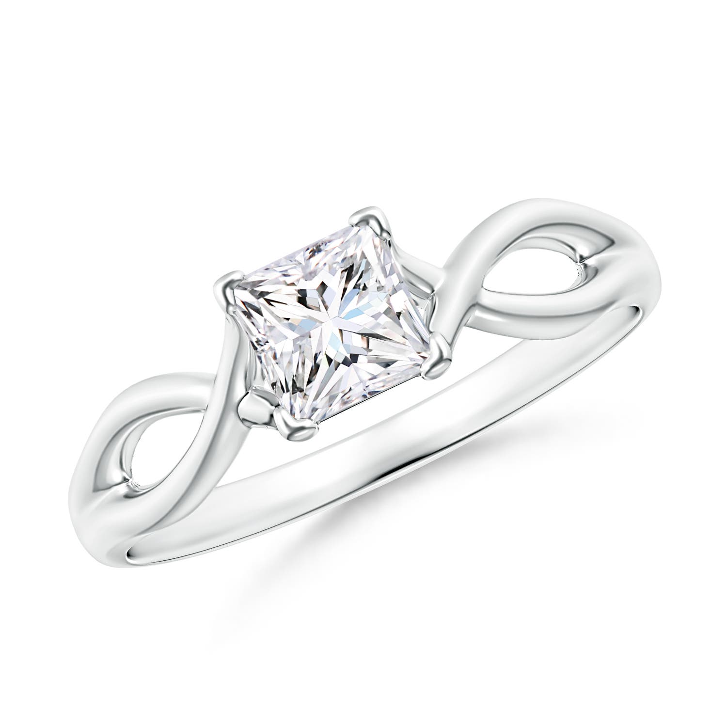 Princess-Cut Solitaire Diamond Crossover Ring