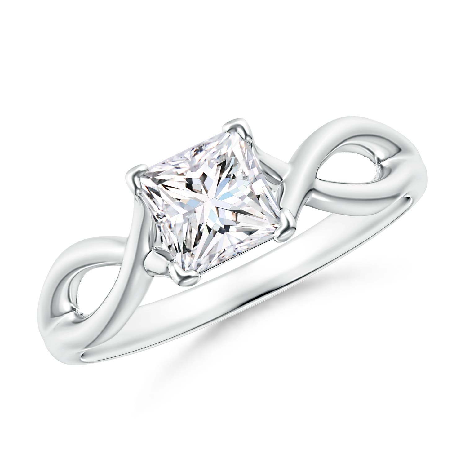 Princess-Cut Solitaire Diamond Crossover Ring