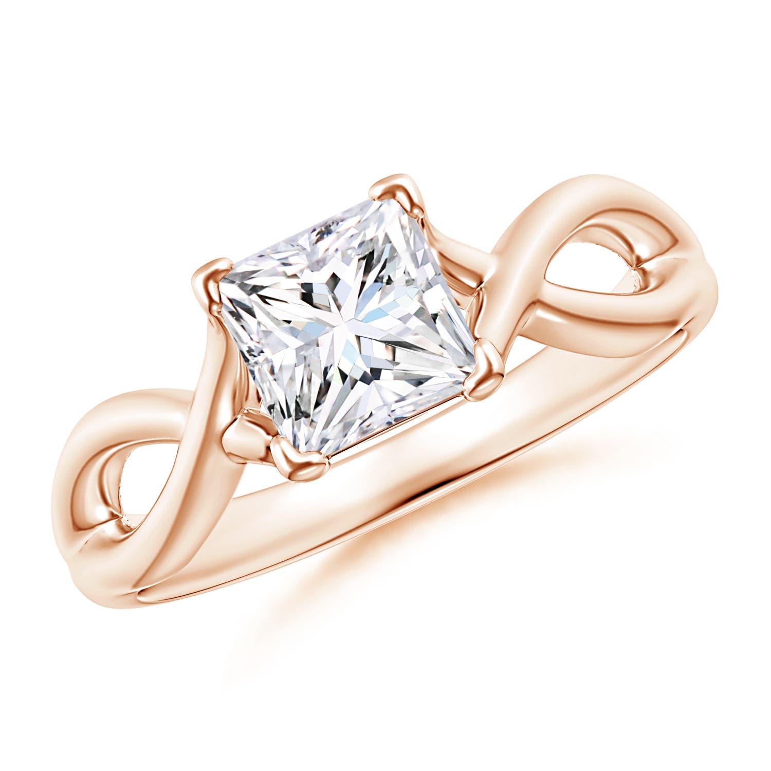 Princess-Cut Solitaire Diamond Crossover Ring