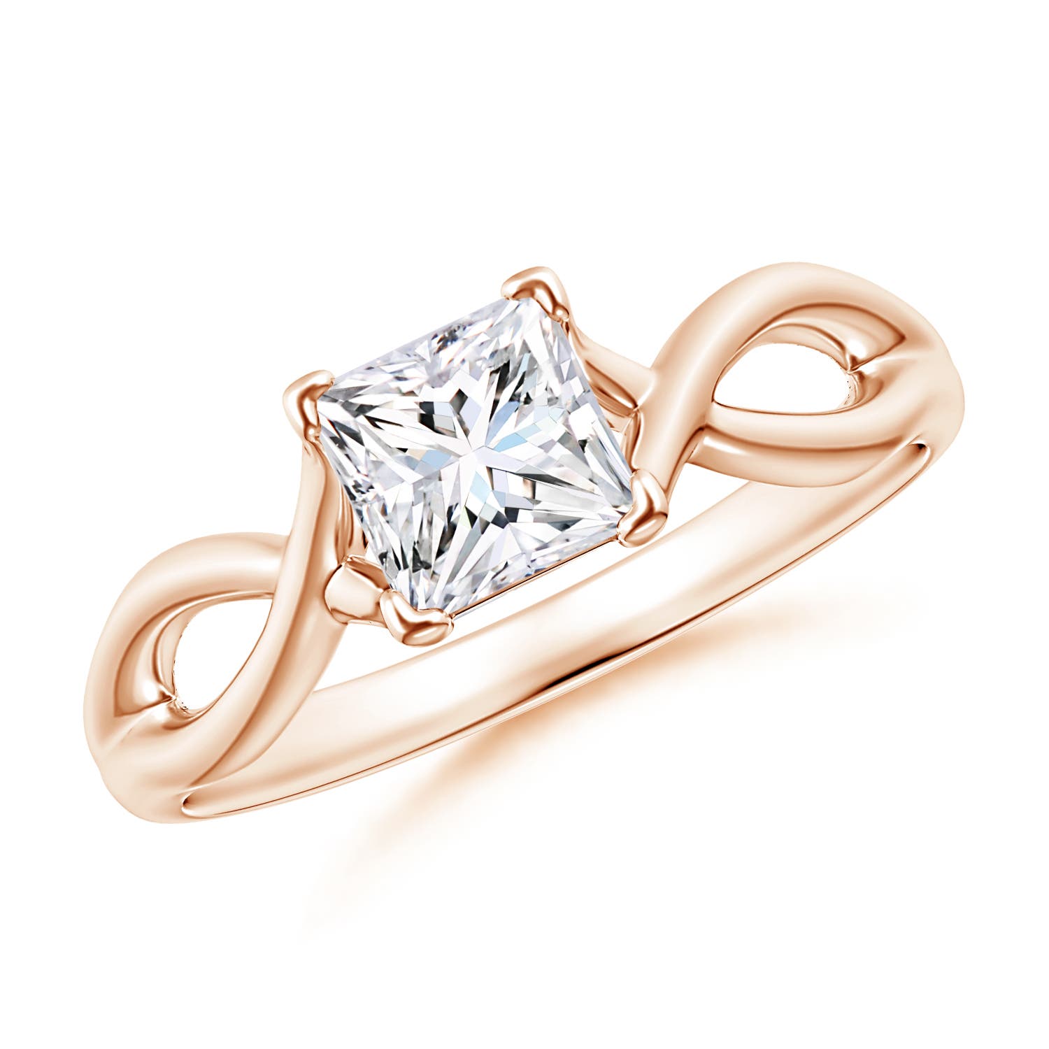 Princess-Cut Solitaire Diamond Crossover Ring