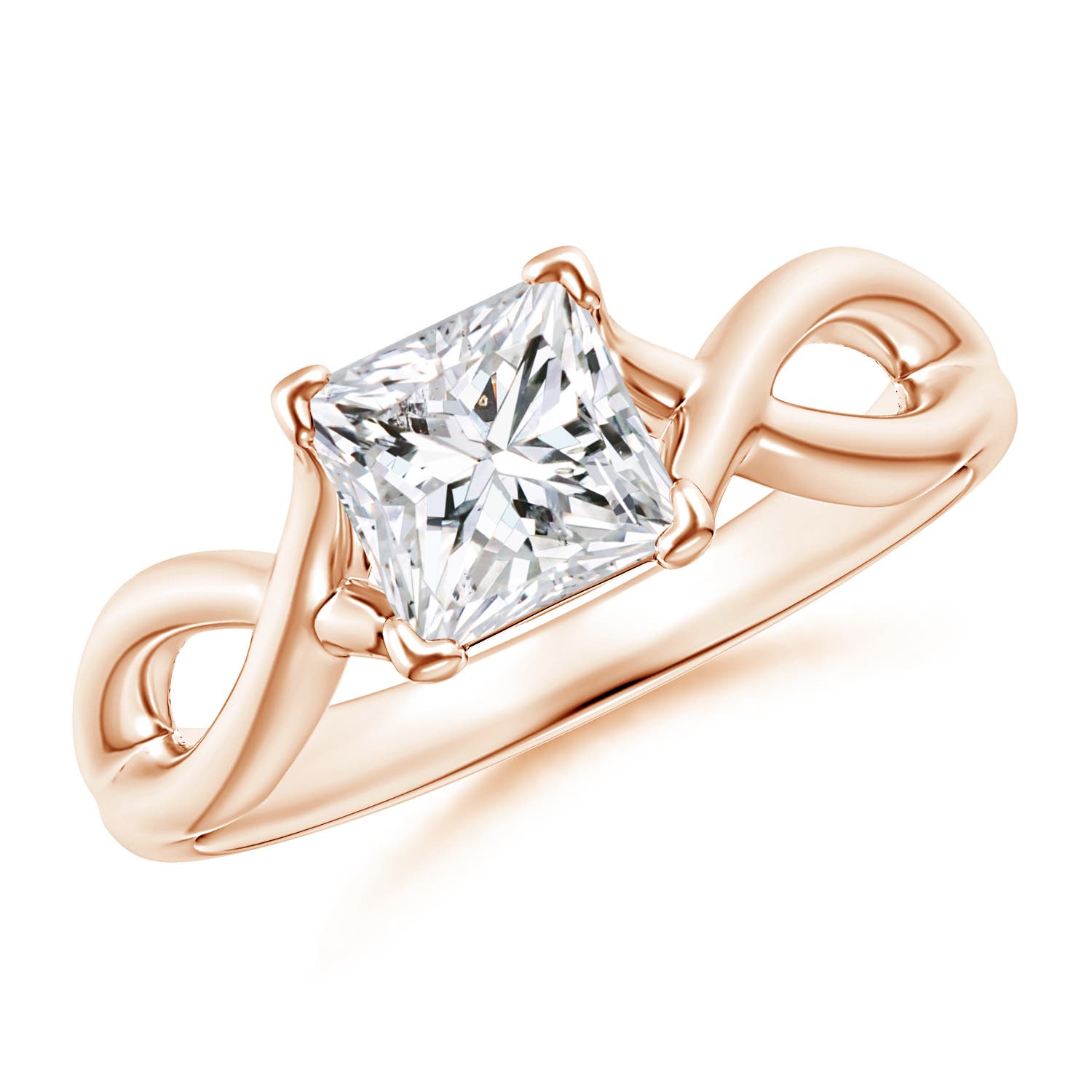 Princess-Cut Solitaire Diamond Crossover Ring