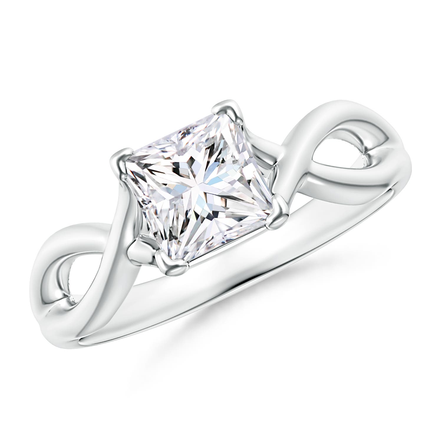 Princess-Cut Solitaire Diamond Crossover Ring