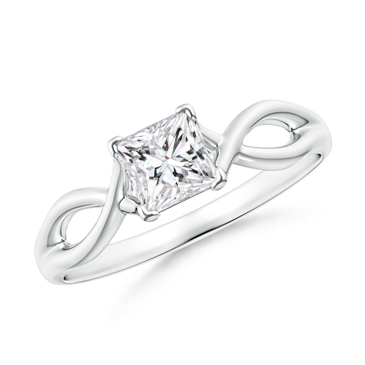 Princess-Cut Solitaire Diamond Crossover Ring