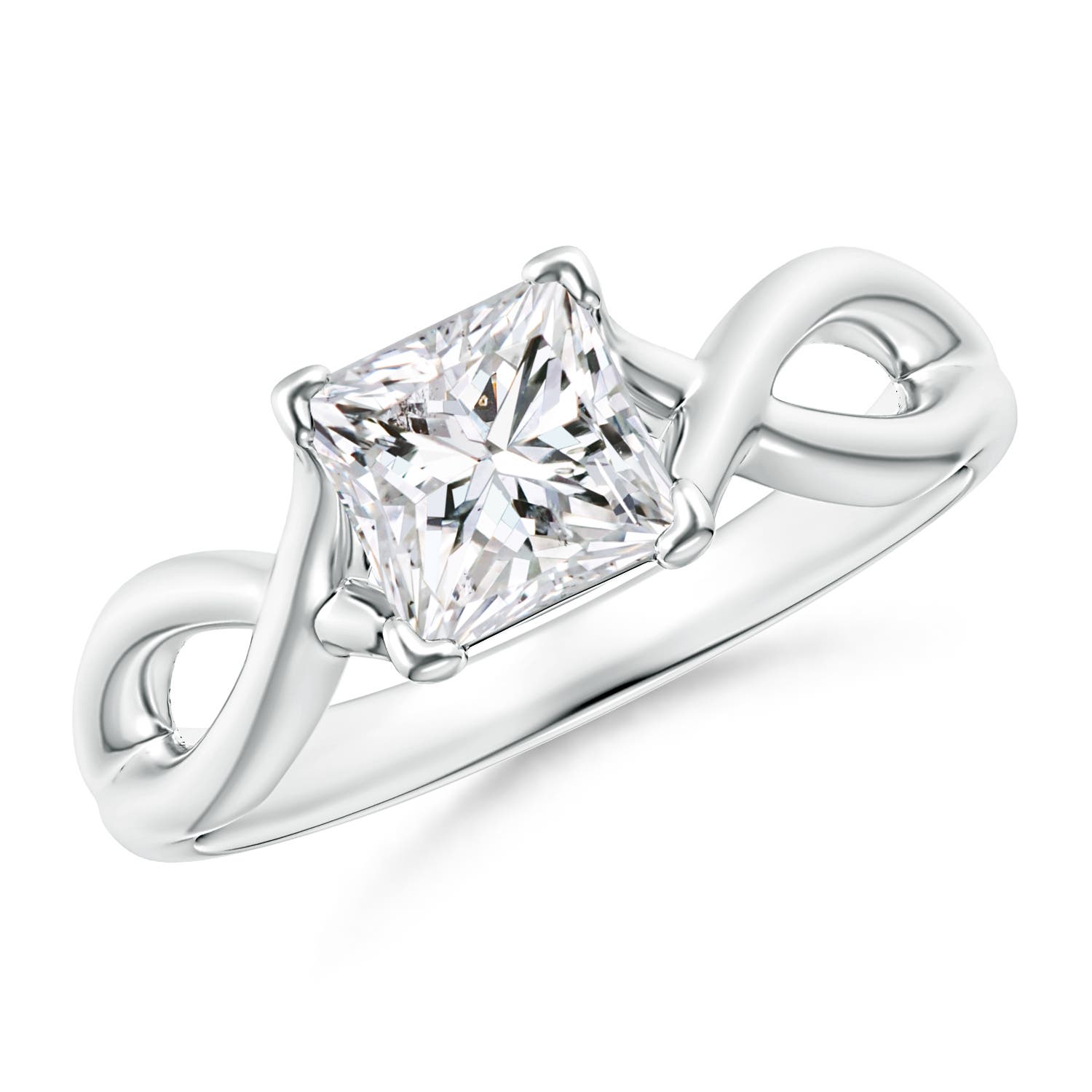 Princess-Cut Solitaire Diamond Crossover Ring