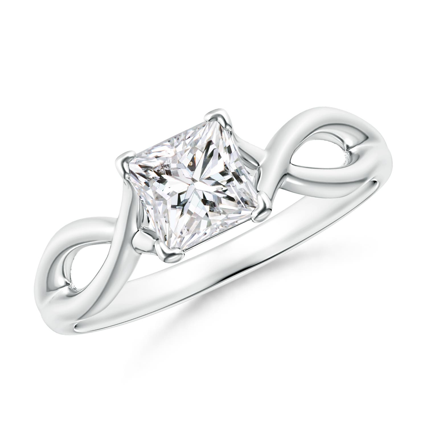 Princess-Cut Solitaire Diamond Crossover Ring