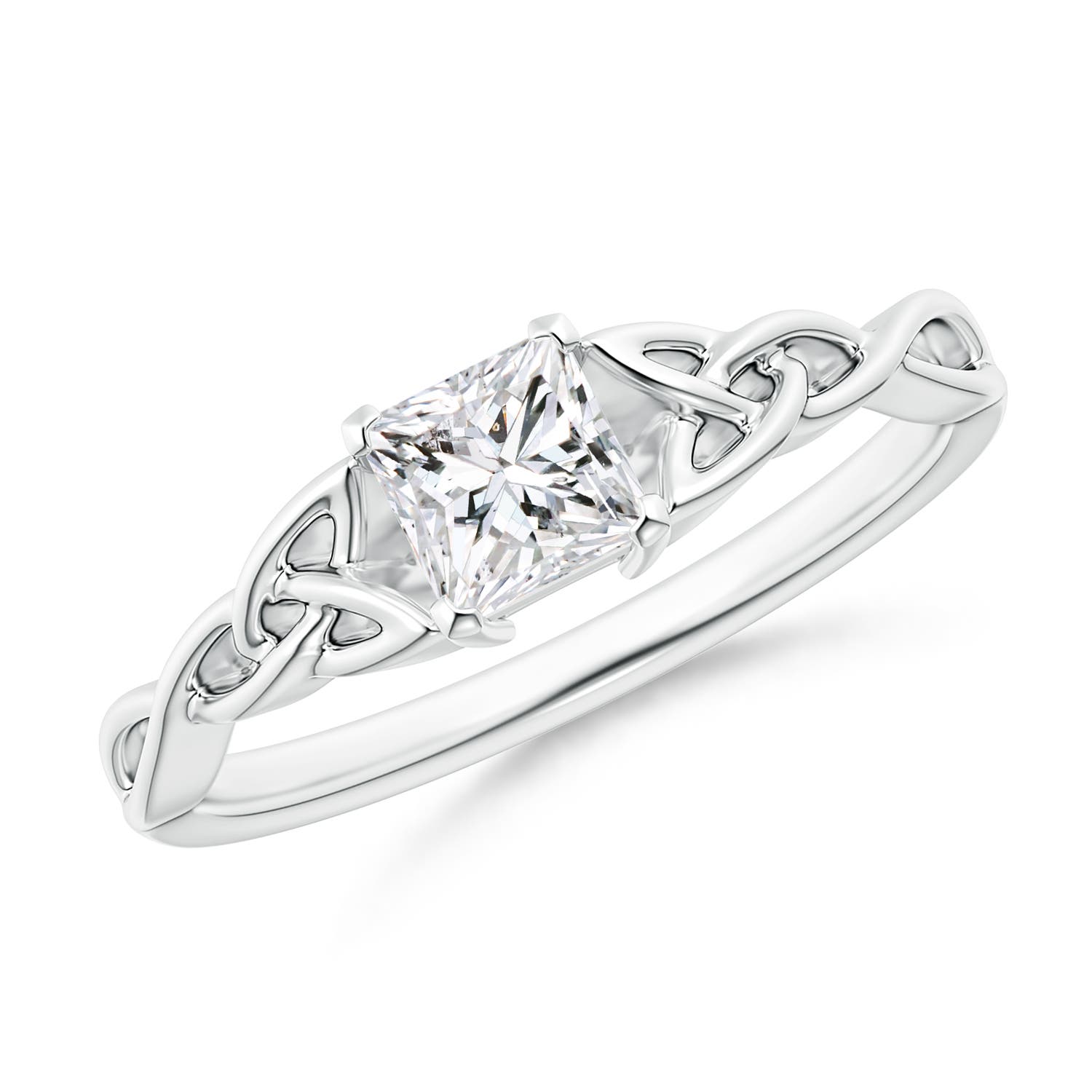 Solitaire Princess-Cut Diamond Celtic Knot Ring