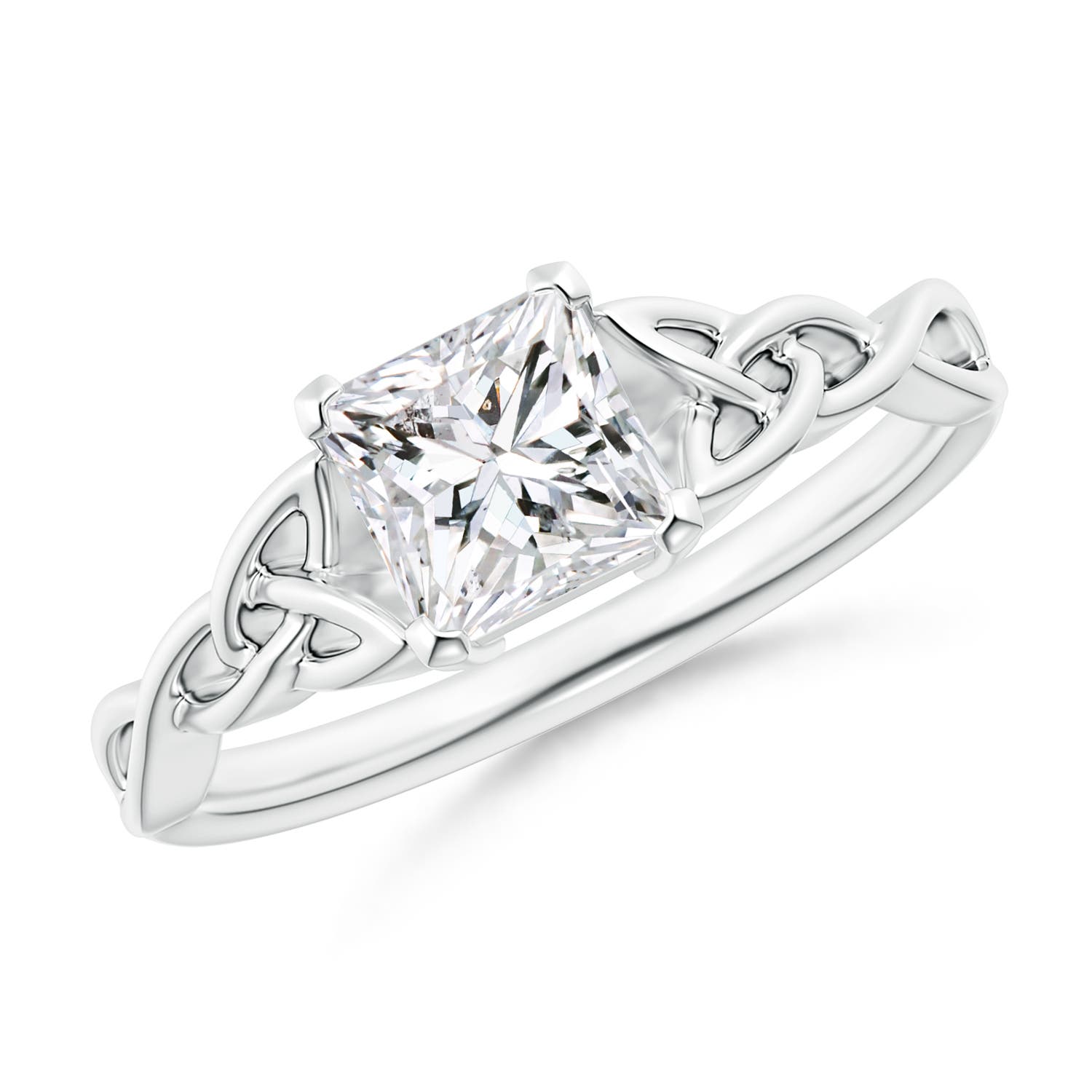 Solitaire Princess-Cut Diamond Celtic Knot Ring