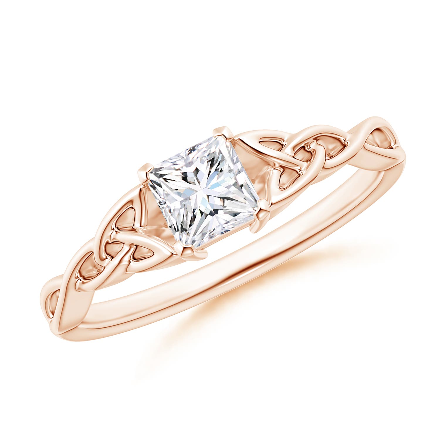 Solitaire Princess-Cut Diamond Celtic Knot Ring