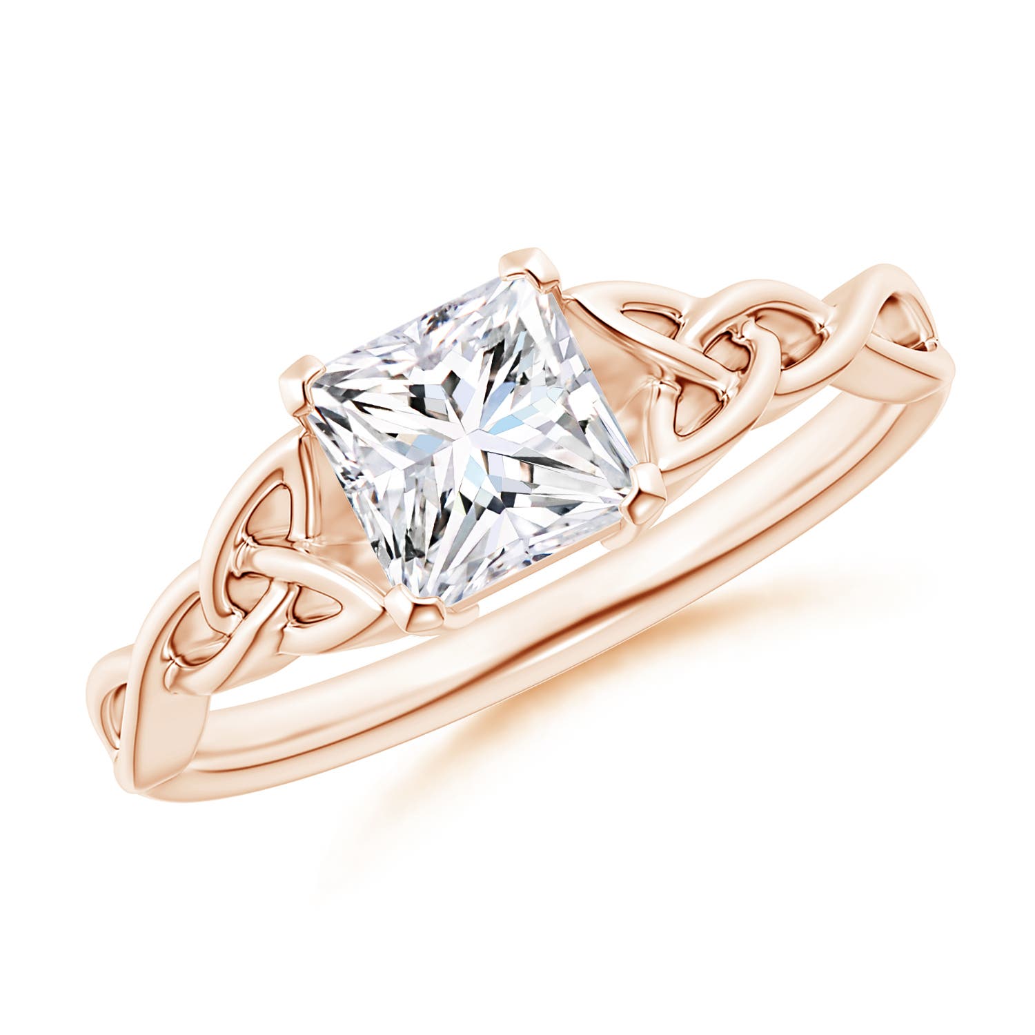 Solitaire Princess-Cut Diamond Celtic Knot Ring