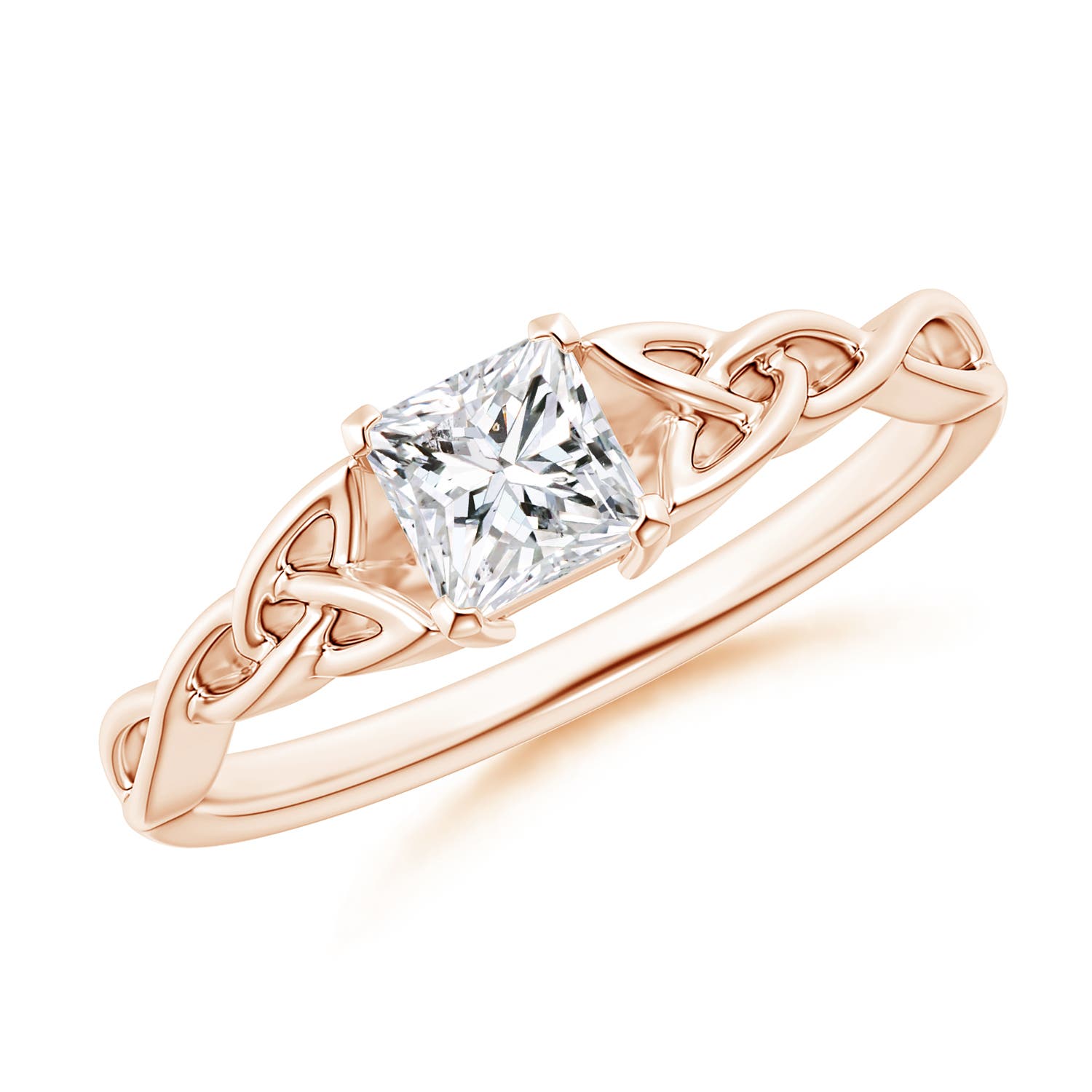 Solitaire Princess-Cut Diamond Celtic Knot Ring