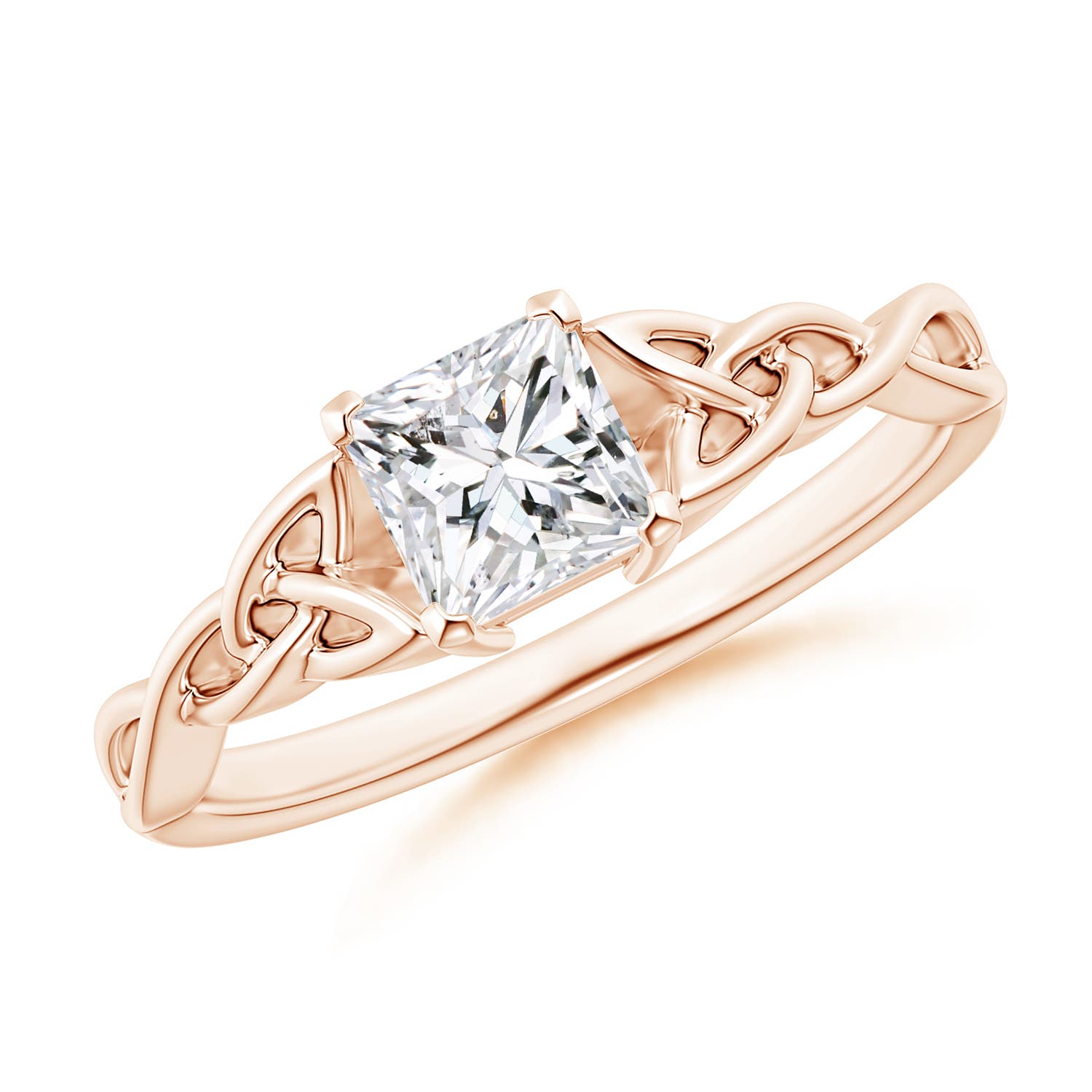 Solitaire Princess-Cut Diamond Celtic Knot Ring