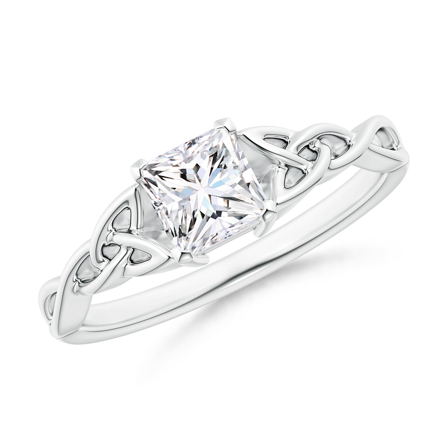 Solitaire Princess-Cut Diamond Celtic Knot Ring