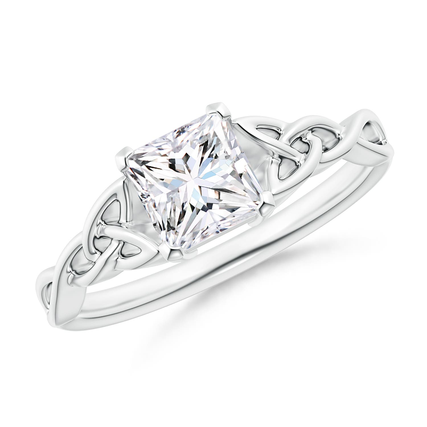 Solitaire Princess-Cut Diamond Celtic Knot Ring