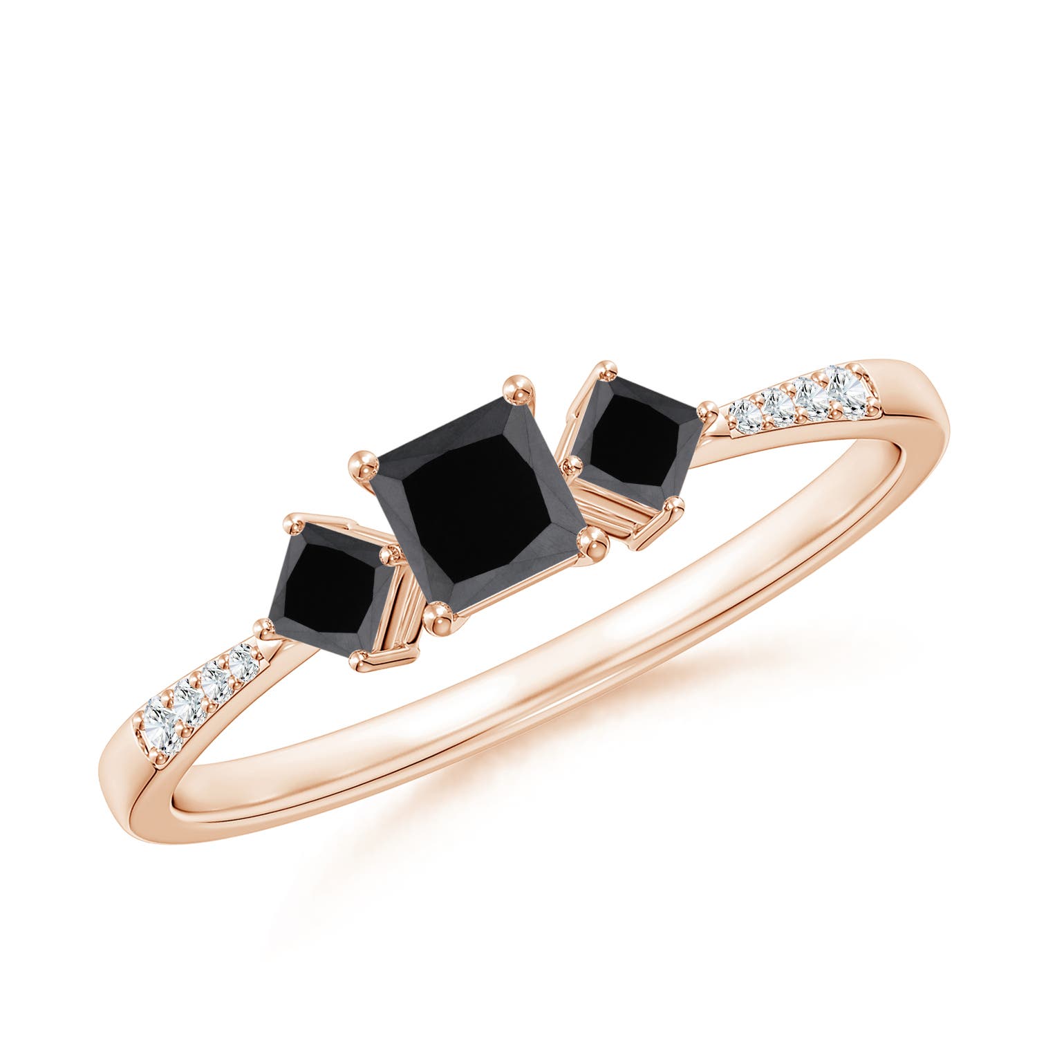 Three Stone Enhanced Black Diamond Engagement Ring