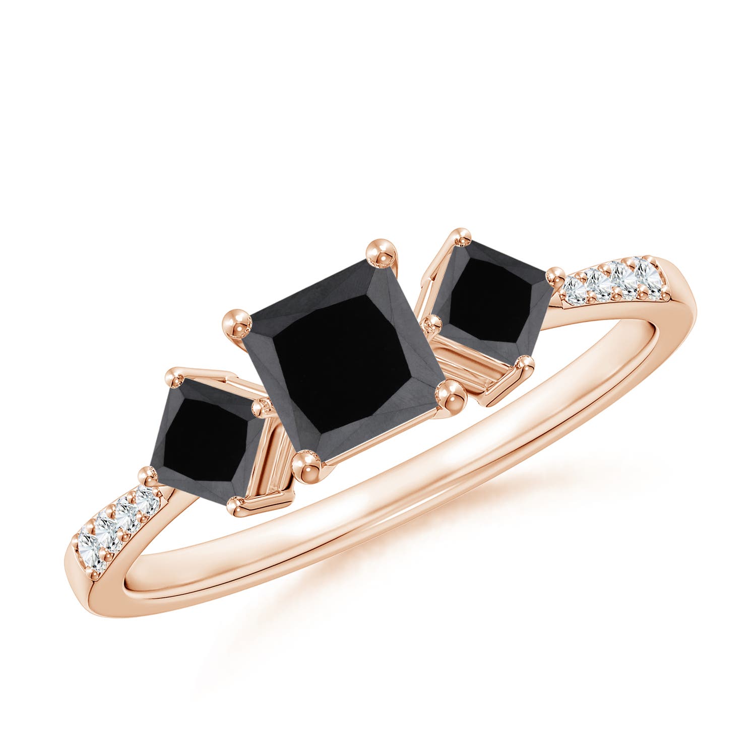 Three Stone Enhanced Black Diamond Engagement Ring