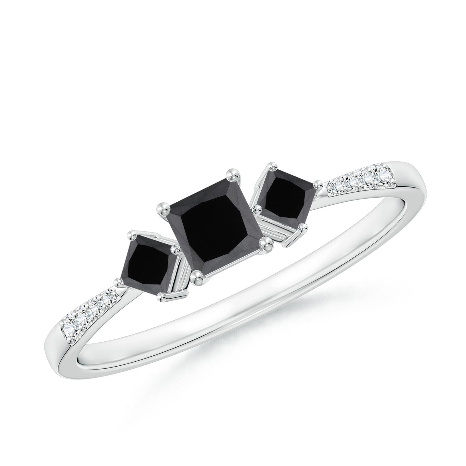 Three Stone Enhanced Black Diamond Engagement Ring