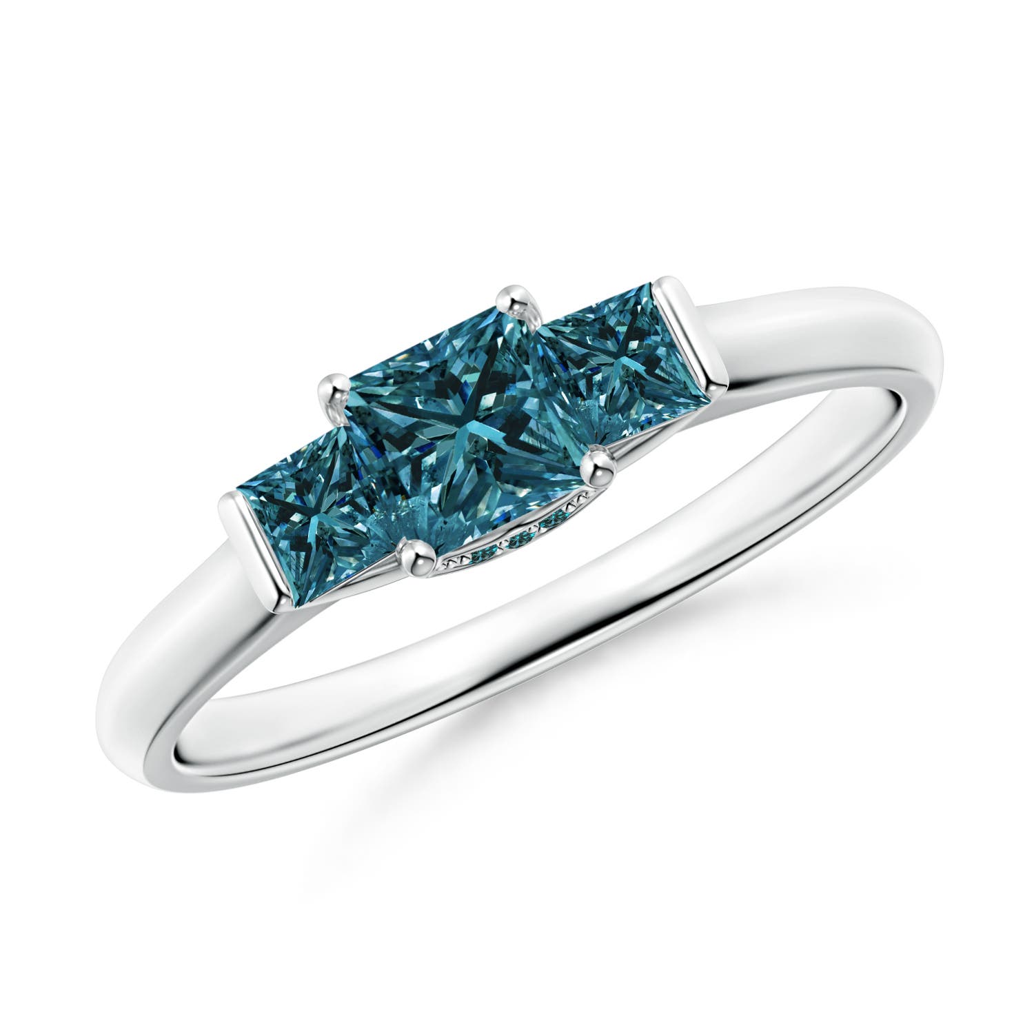 Classic Princess-Cut Enhanced Blue Diamond Engagement Ring