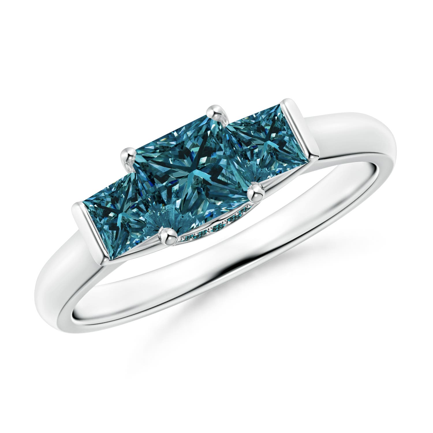 Classic Princess-Cut Enhanced Blue Diamond Engagement Ring