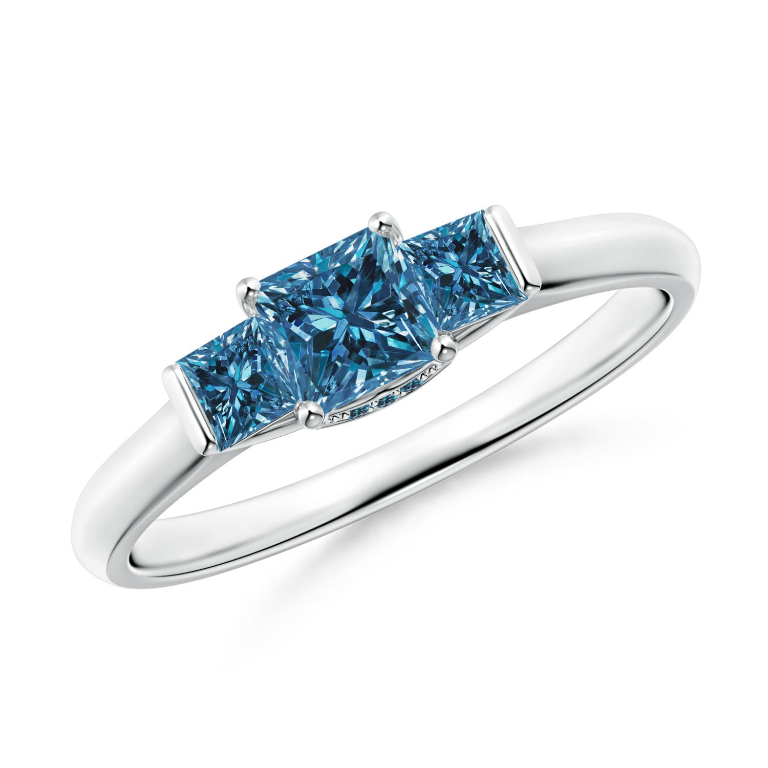 Classic Princess-Cut Enhanced Blue Diamond Engagement Ring