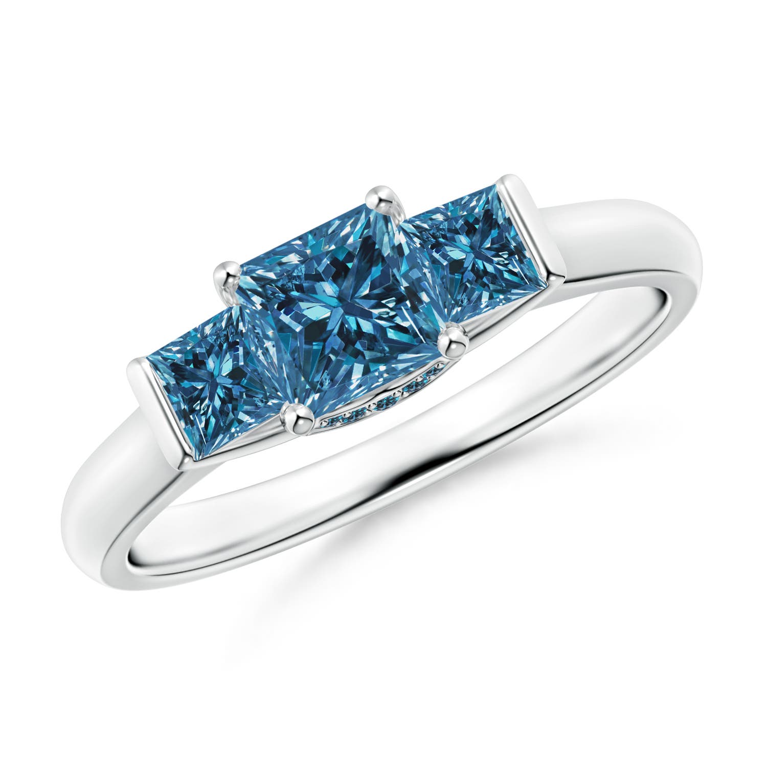Classic Princess-Cut Enhanced Blue Diamond Engagement Ring