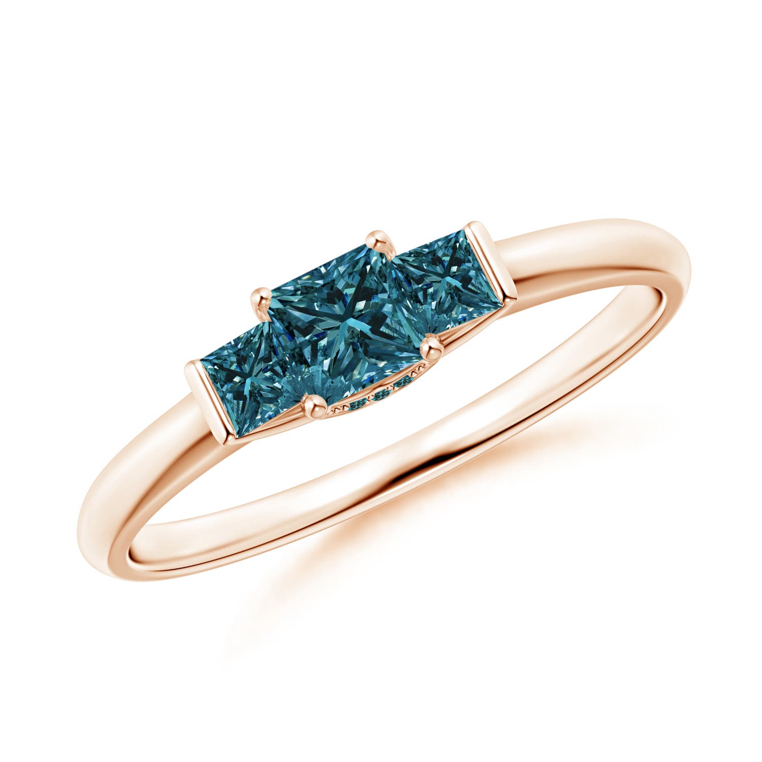 Classic Princess-Cut Enhanced Blue Diamond Engagement Ring