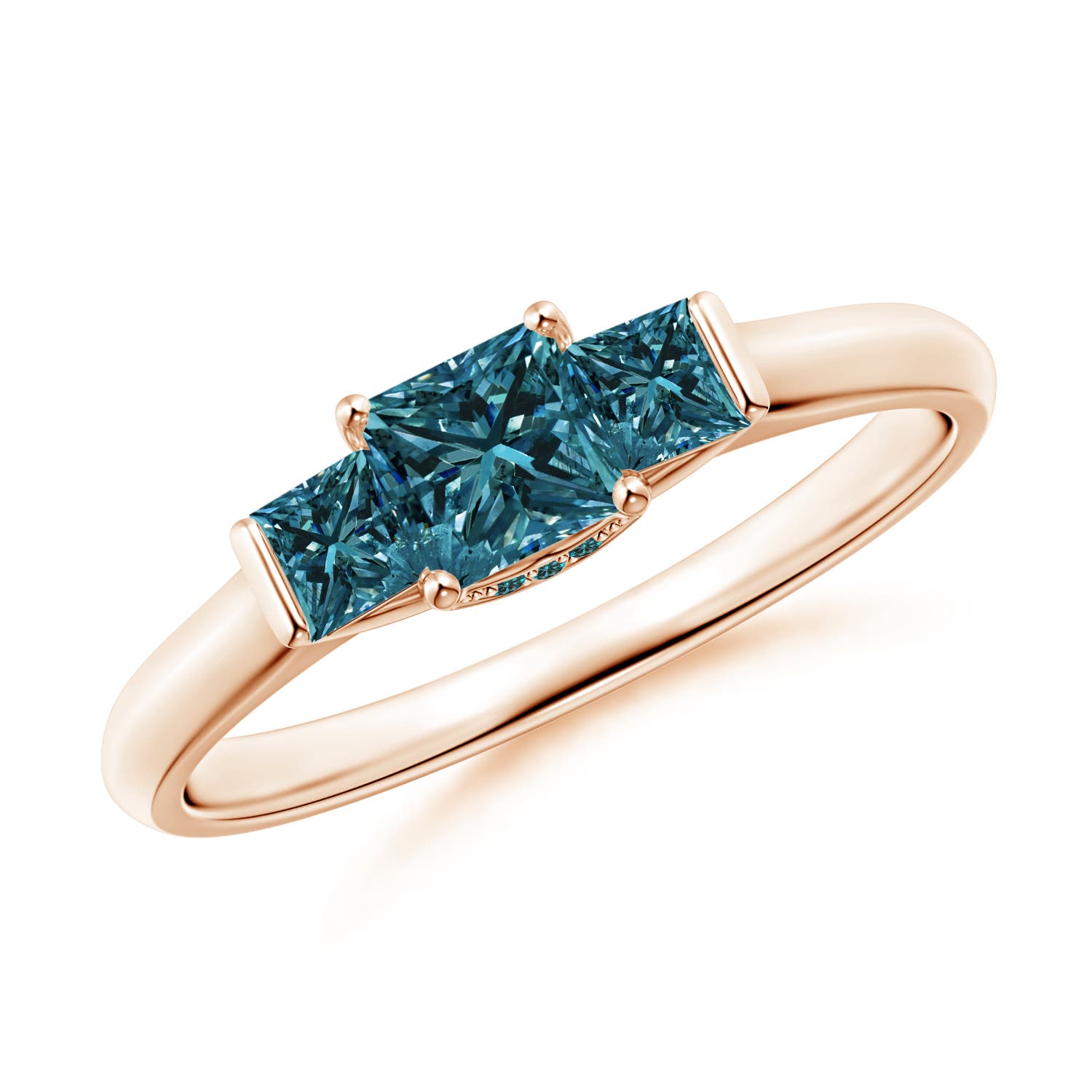 Classic Princess-Cut Enhanced Blue Diamond Engagement Ring
