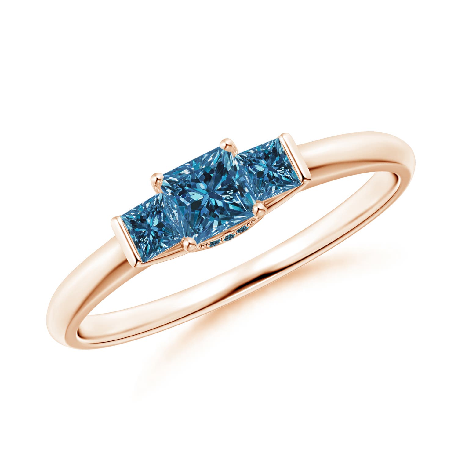 Classic Princess-Cut Enhanced Blue Diamond Engagement Ring