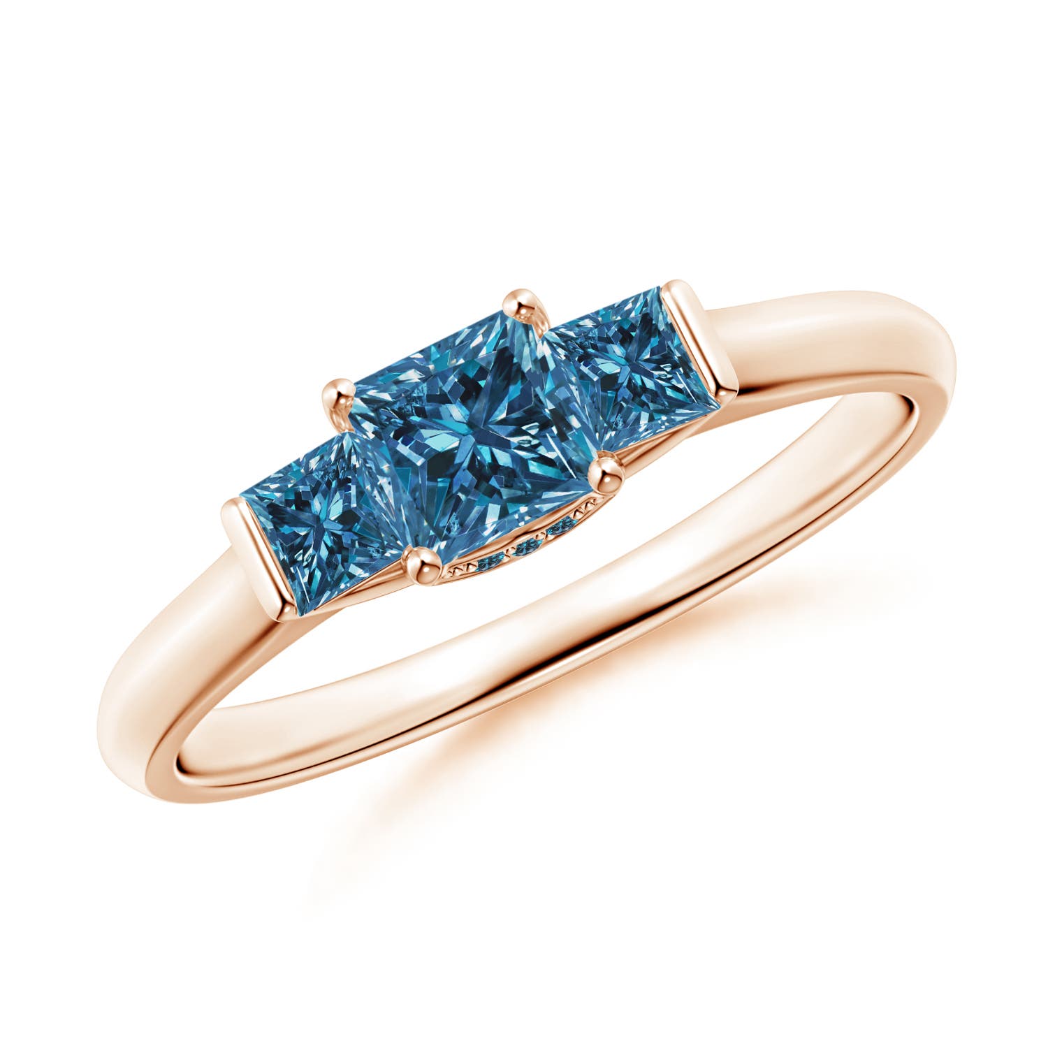 Classic Princess-Cut Enhanced Blue Diamond Engagement Ring