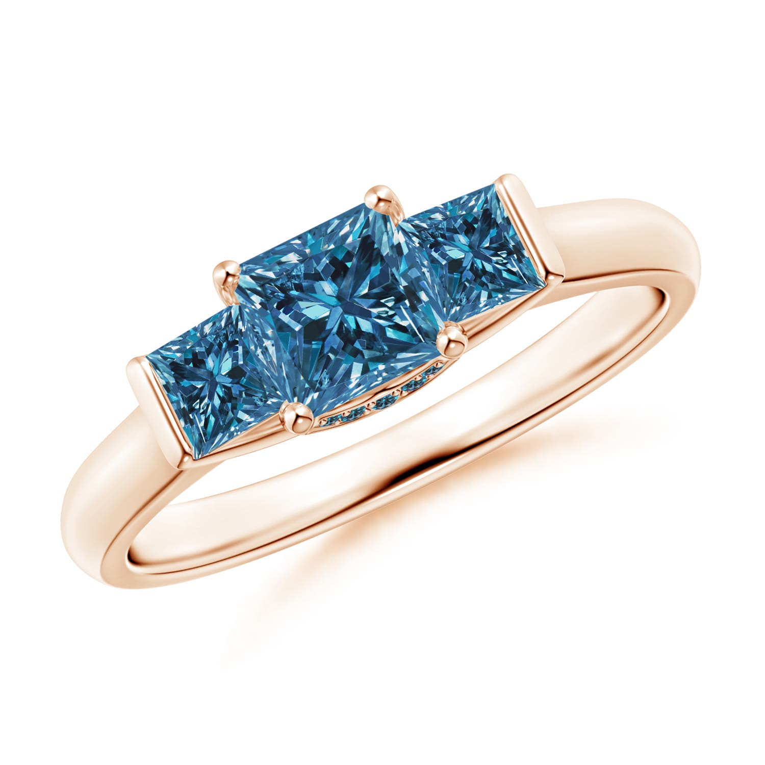 Classic Princess-Cut Enhanced Blue Diamond Engagement Ring