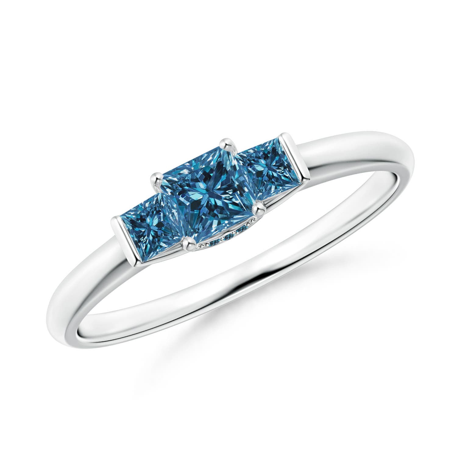 Classic Princess-Cut Enhanced Blue Diamond Engagement Ring