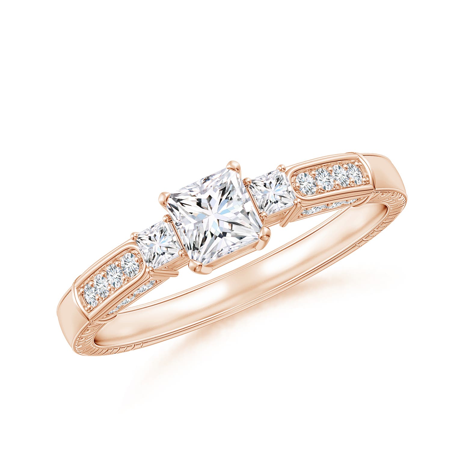 Princess-Cut Diamond Three Stone Ring