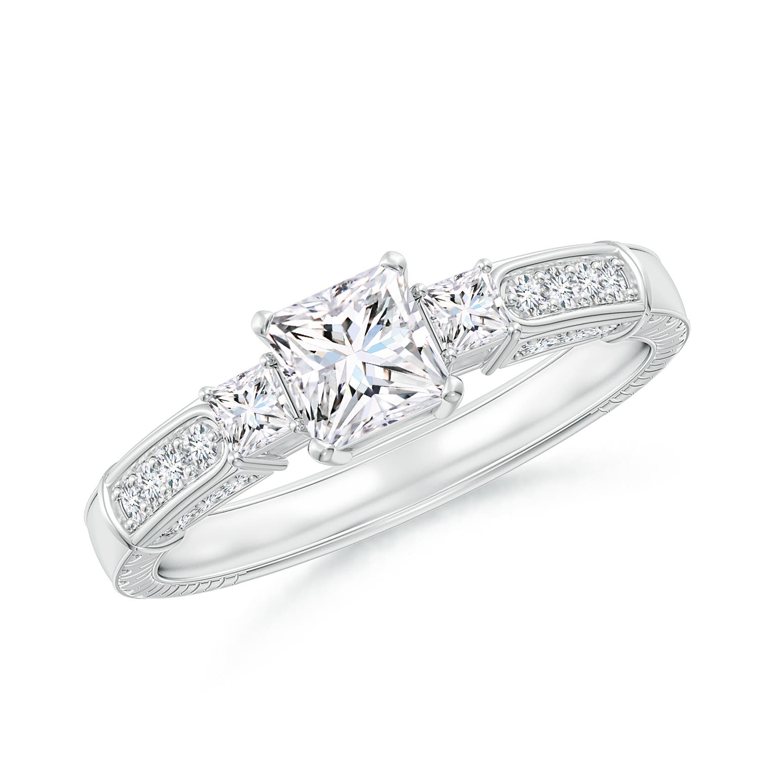 Princess-Cut Diamond Three Stone Ring