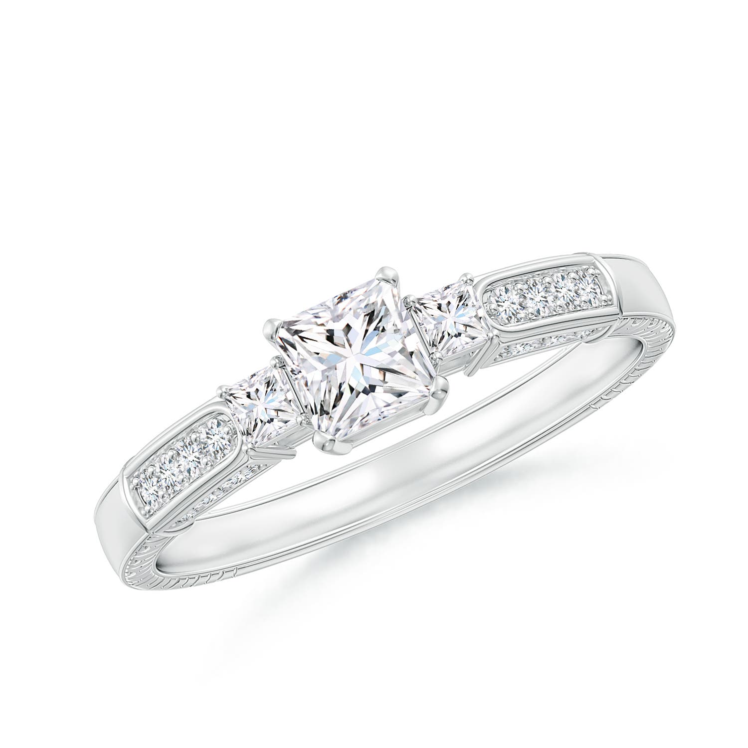 Princess-Cut Diamond Three Stone Ring