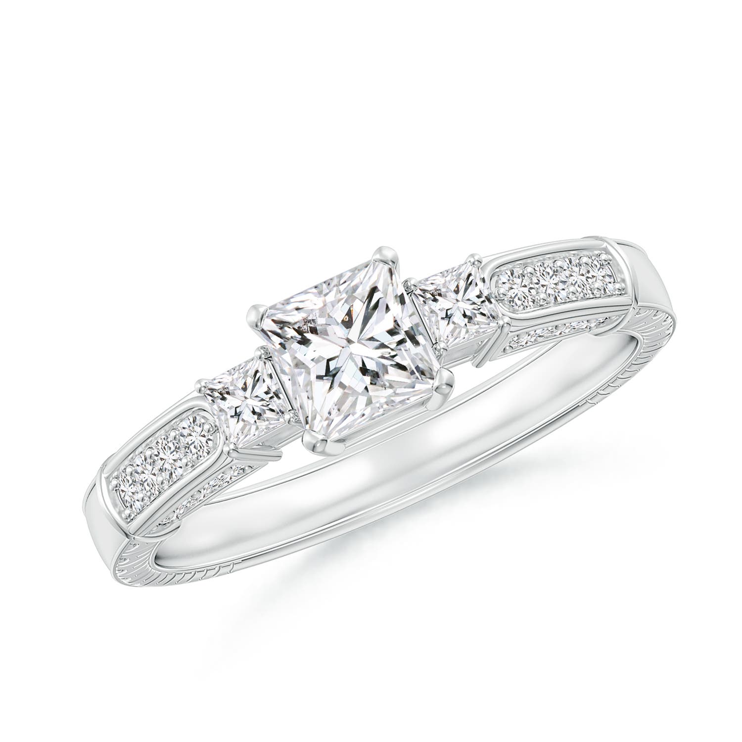 Princess-Cut Diamond Three Stone Ring