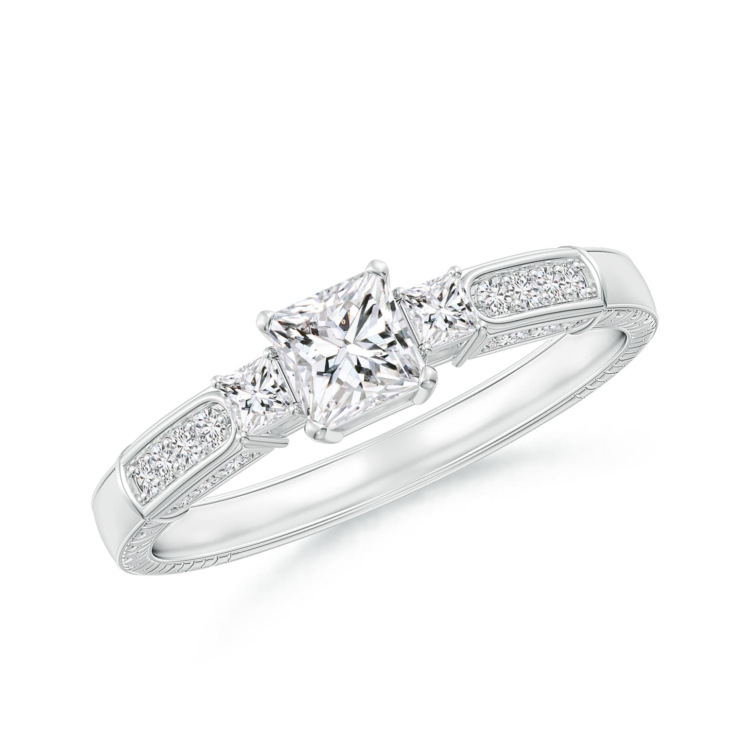 Princess-Cut Diamond Three Stone Ring