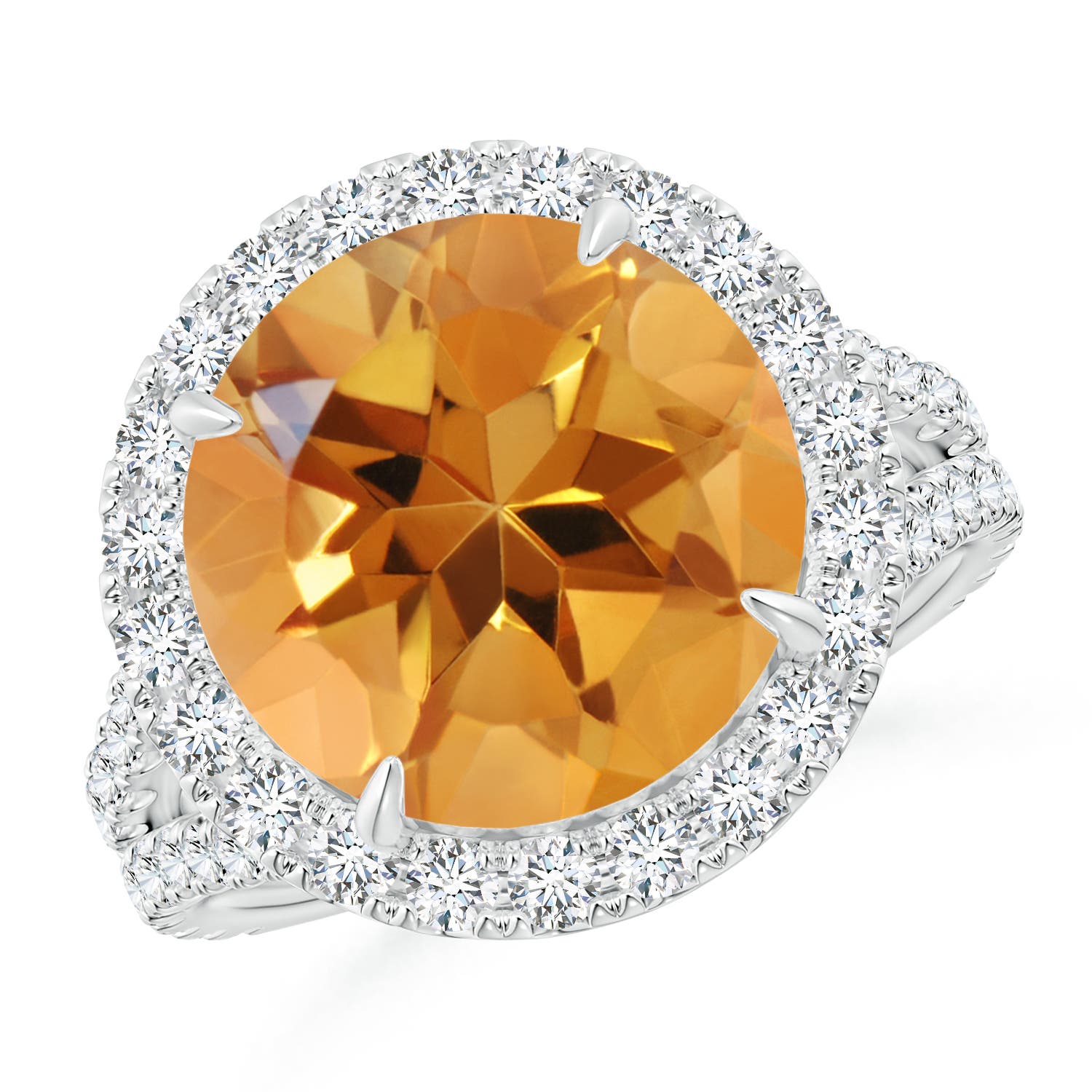 Claw-Set Round Citrine Split Shank Cocktail Ring
