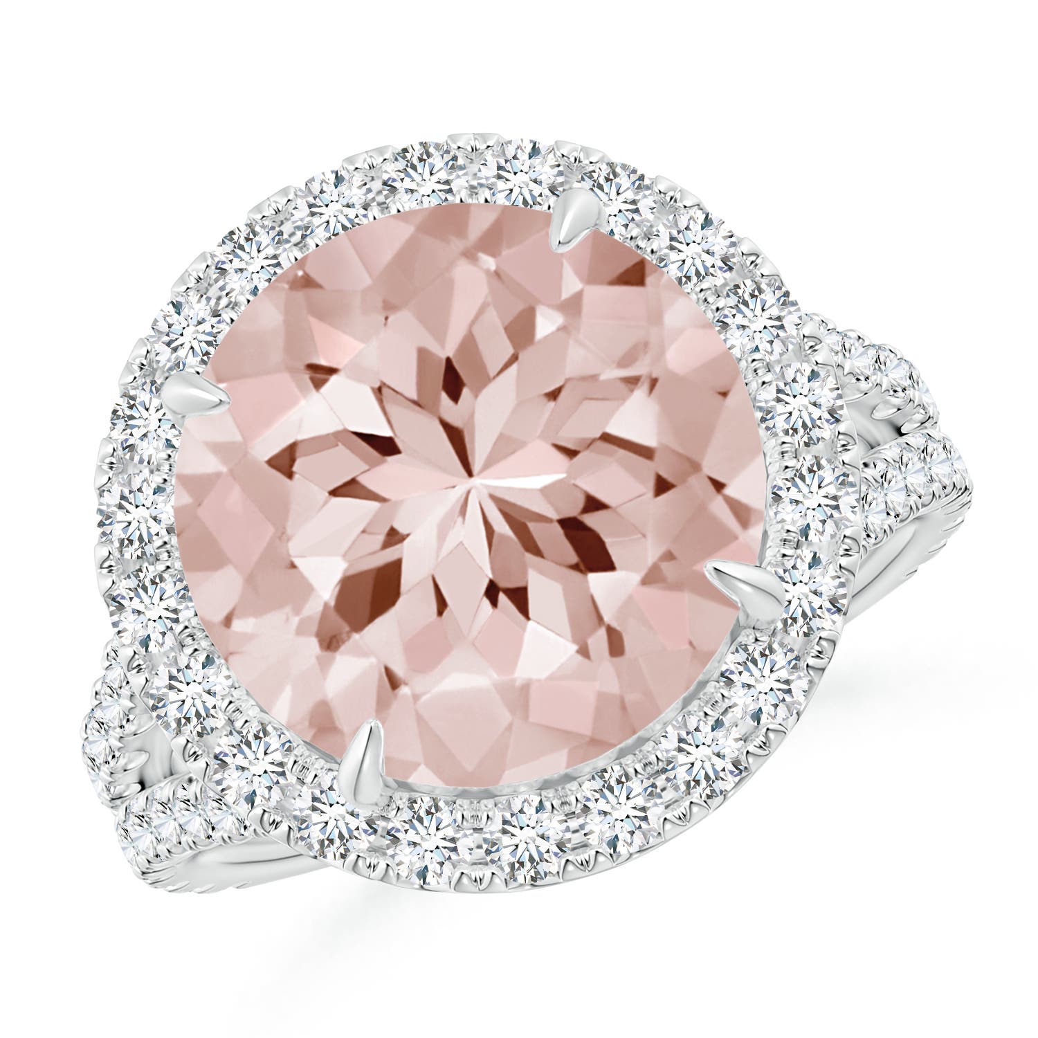 Claw-Set Round Morganite Split Shank Cocktail Ring