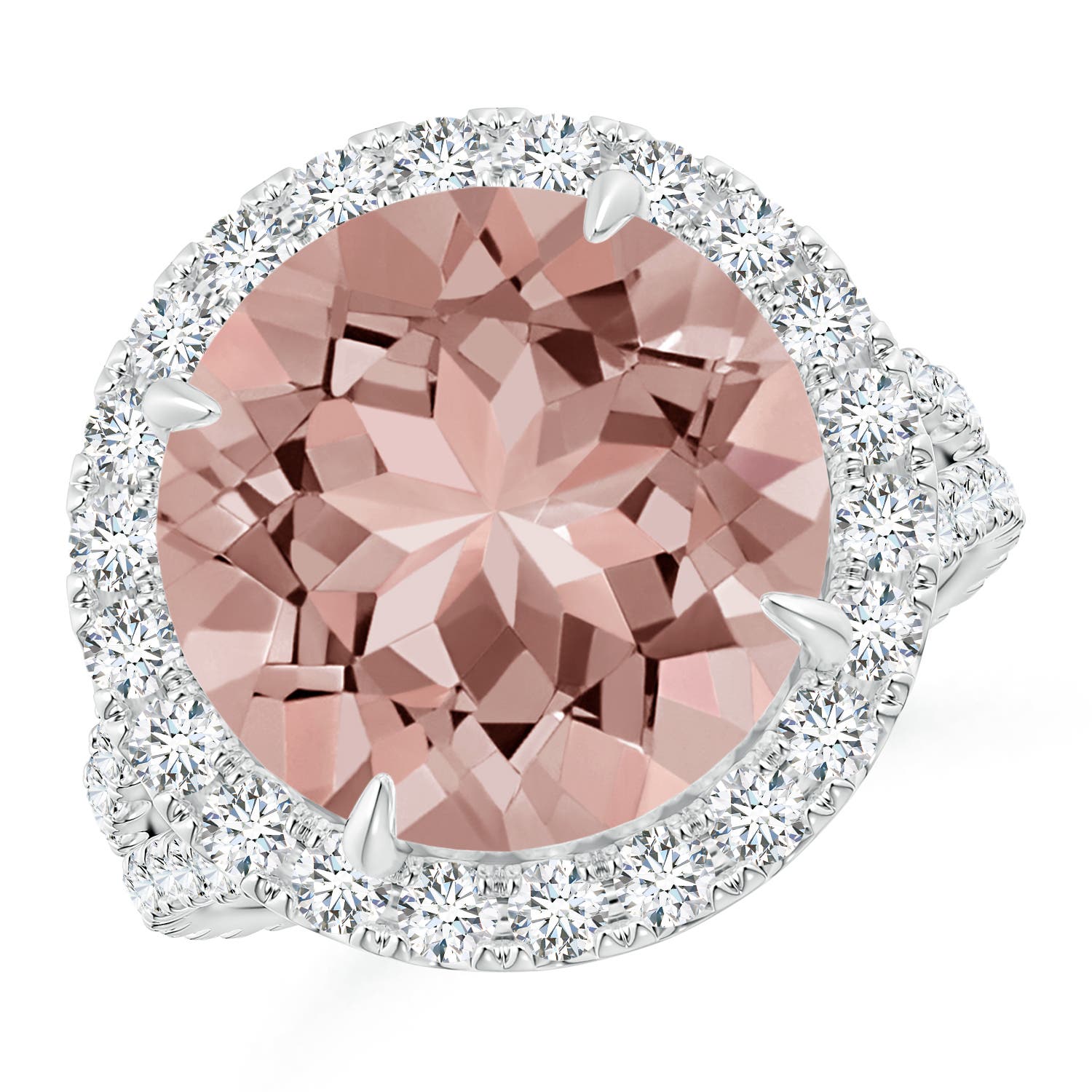 Claw-Set Round Morganite Split Shank Cocktail Ring